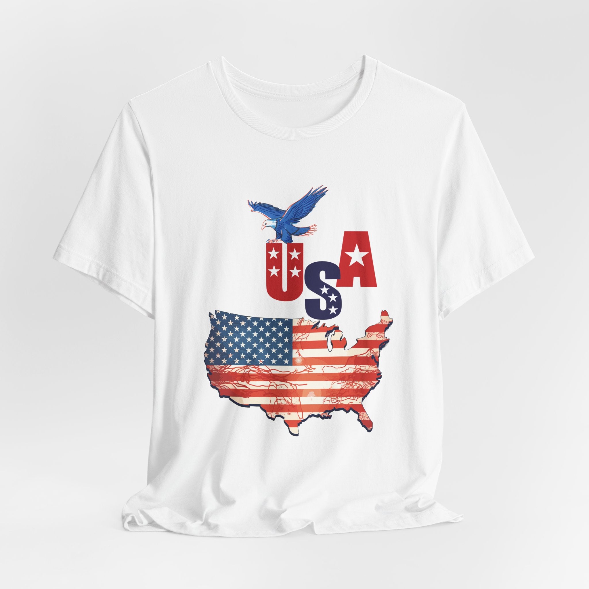 USA Flag Map T-Shirt, Patriotic Eagle Shirt, 4th of July Shirt, American Flag Tee, Independence Day Gift