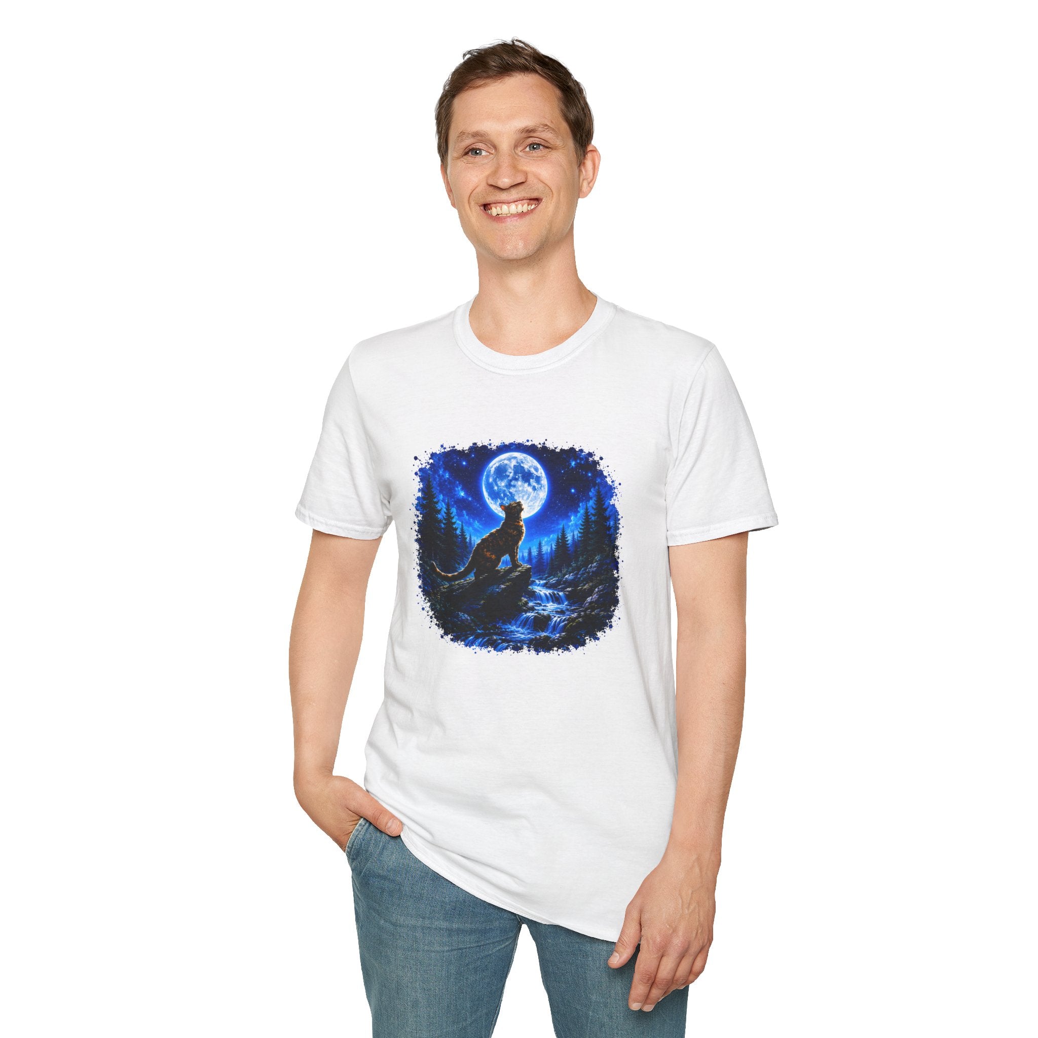 Cat Howl T-Shirt – Moonlit Night Graphic Tee