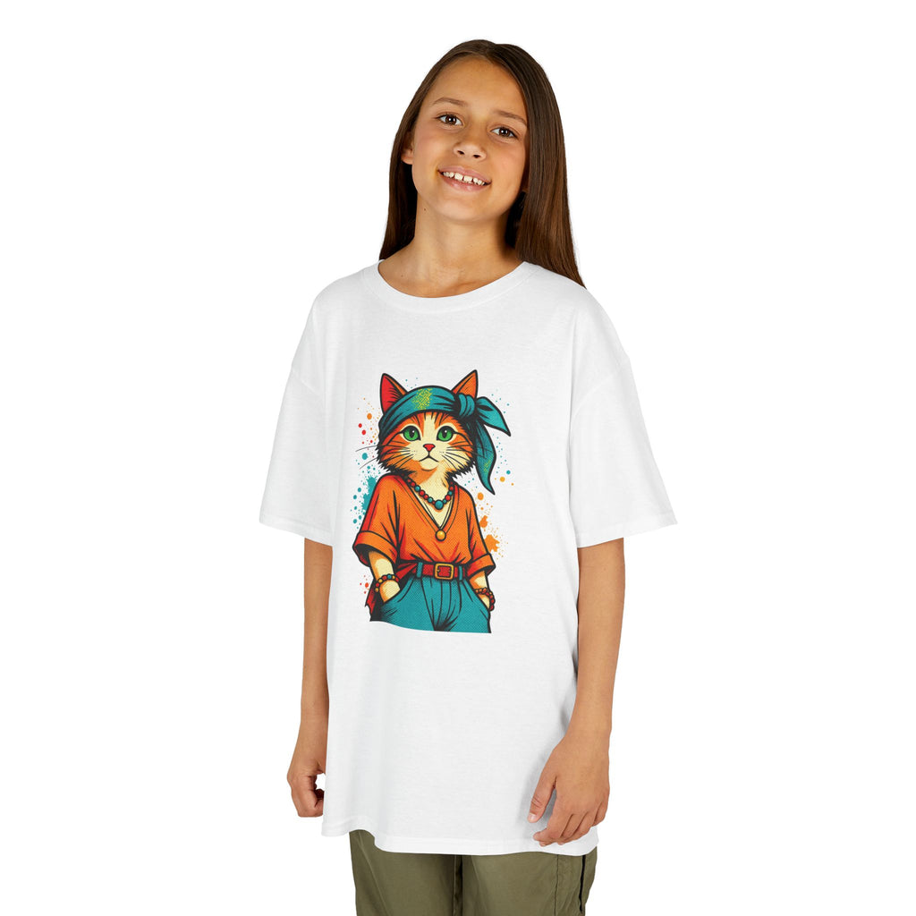 Kid's Retro Cat Tee — Cool Cat Graphic Shirt for Kids