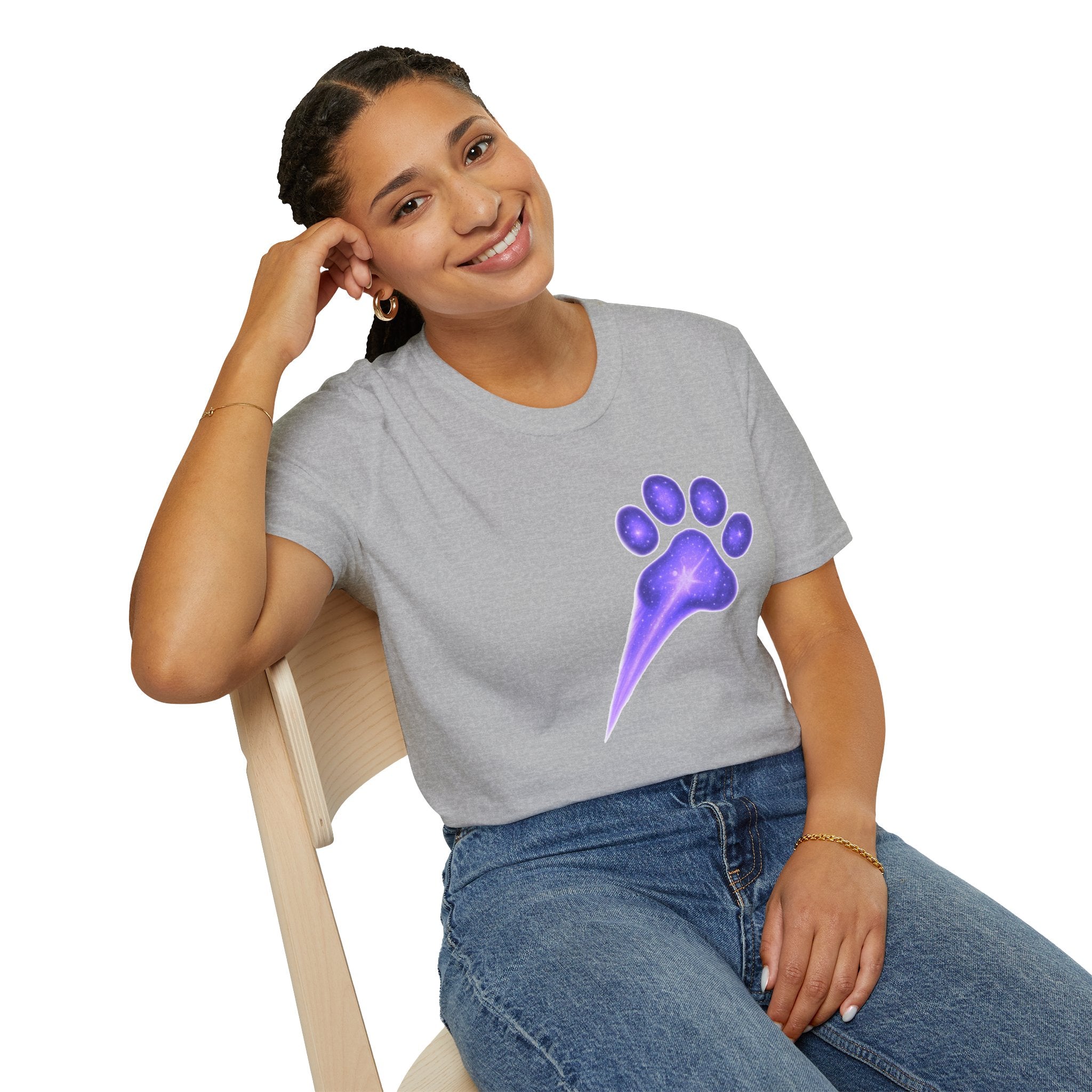 Purple Galaxy Paw Tee Dog Lover Gift, Aesthetic Pet Lover Tee