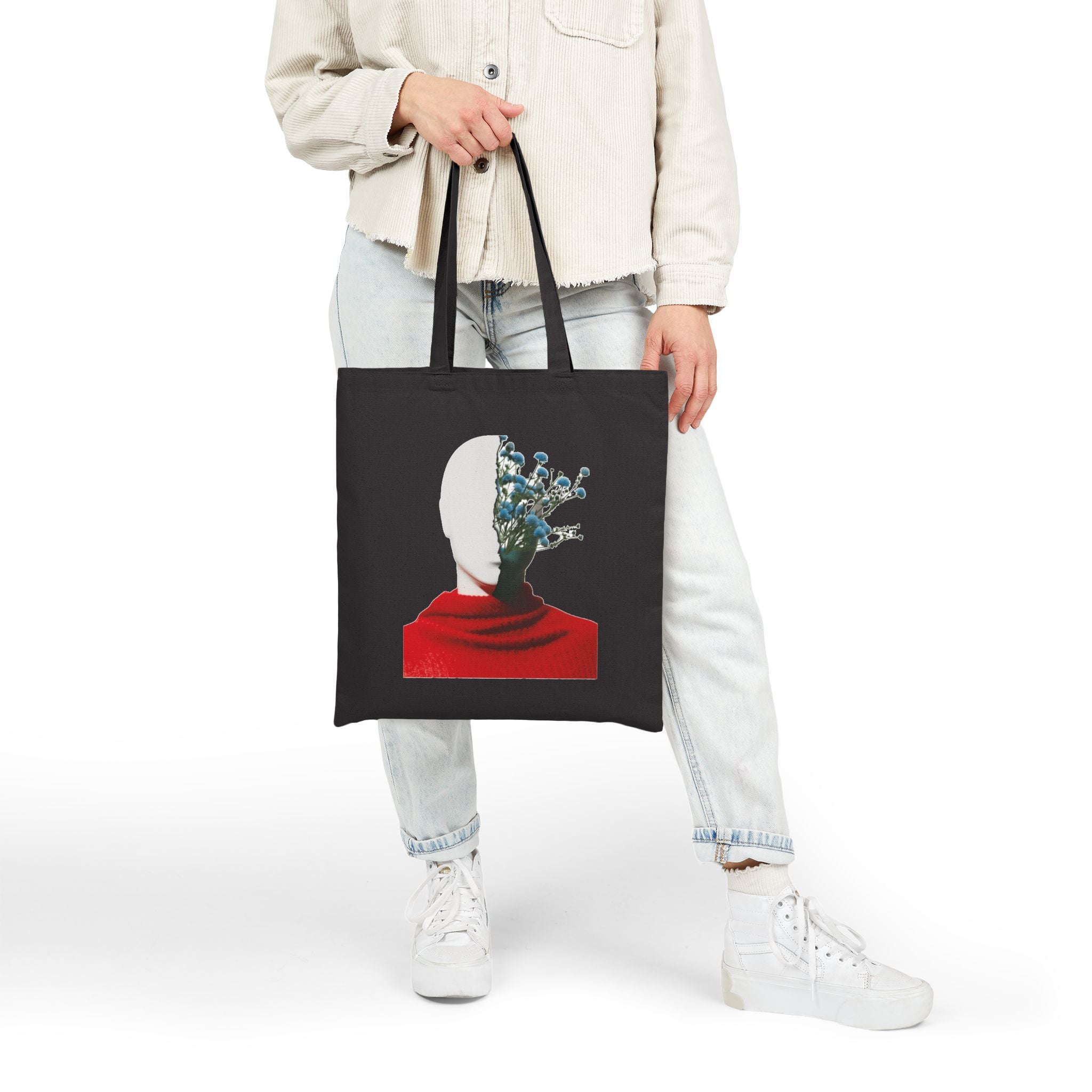 Art Canvas Tote Bag -Surreal Floral Head Art Print