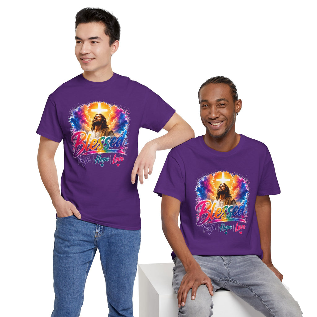 Blessed Faith Hope Love Shirt, Jesus Cross Christian Tee, Religious Gift, Colorful Faith Unisex T-Shirt
