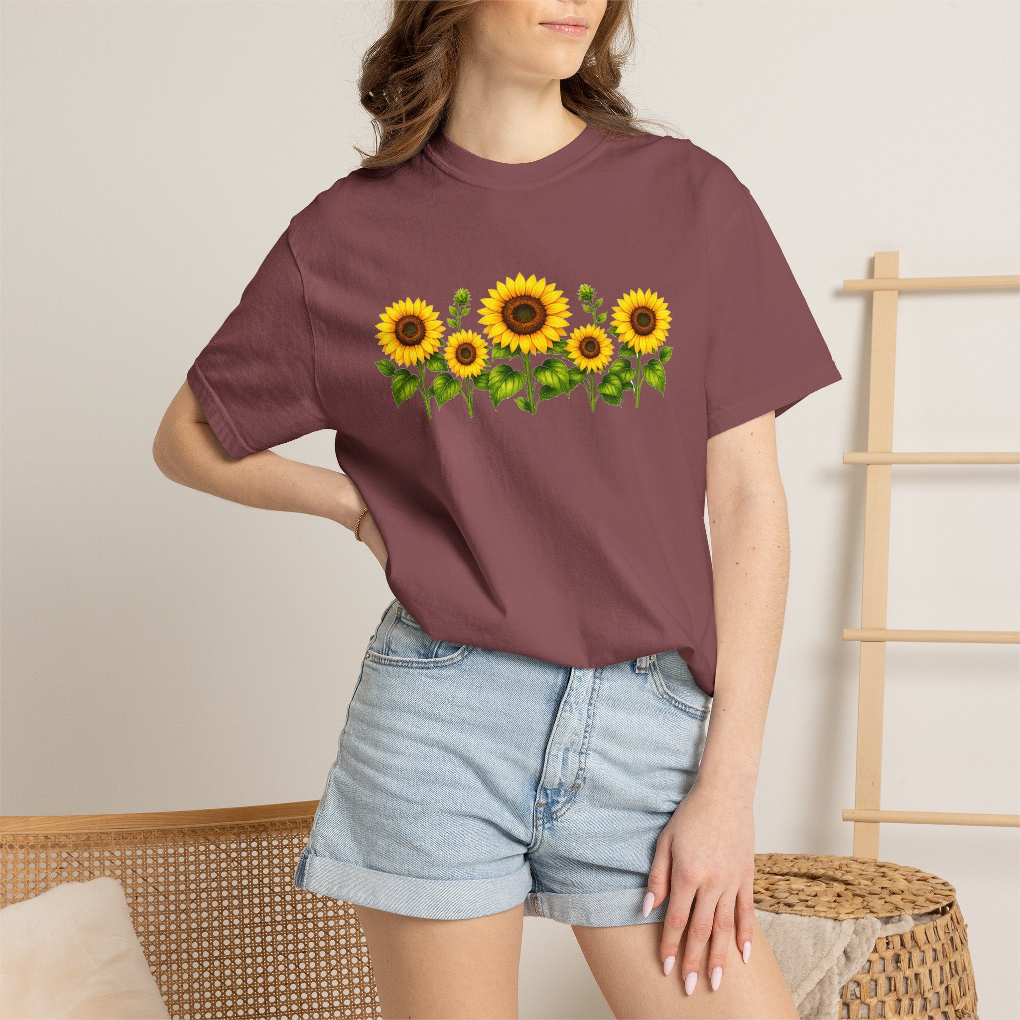 Sunflower Shirt for Women, Sunflower T-Shirt, Floral Graphic Tee, Botanical Shirt, Wildflower Tee, Comfort Colors 1717