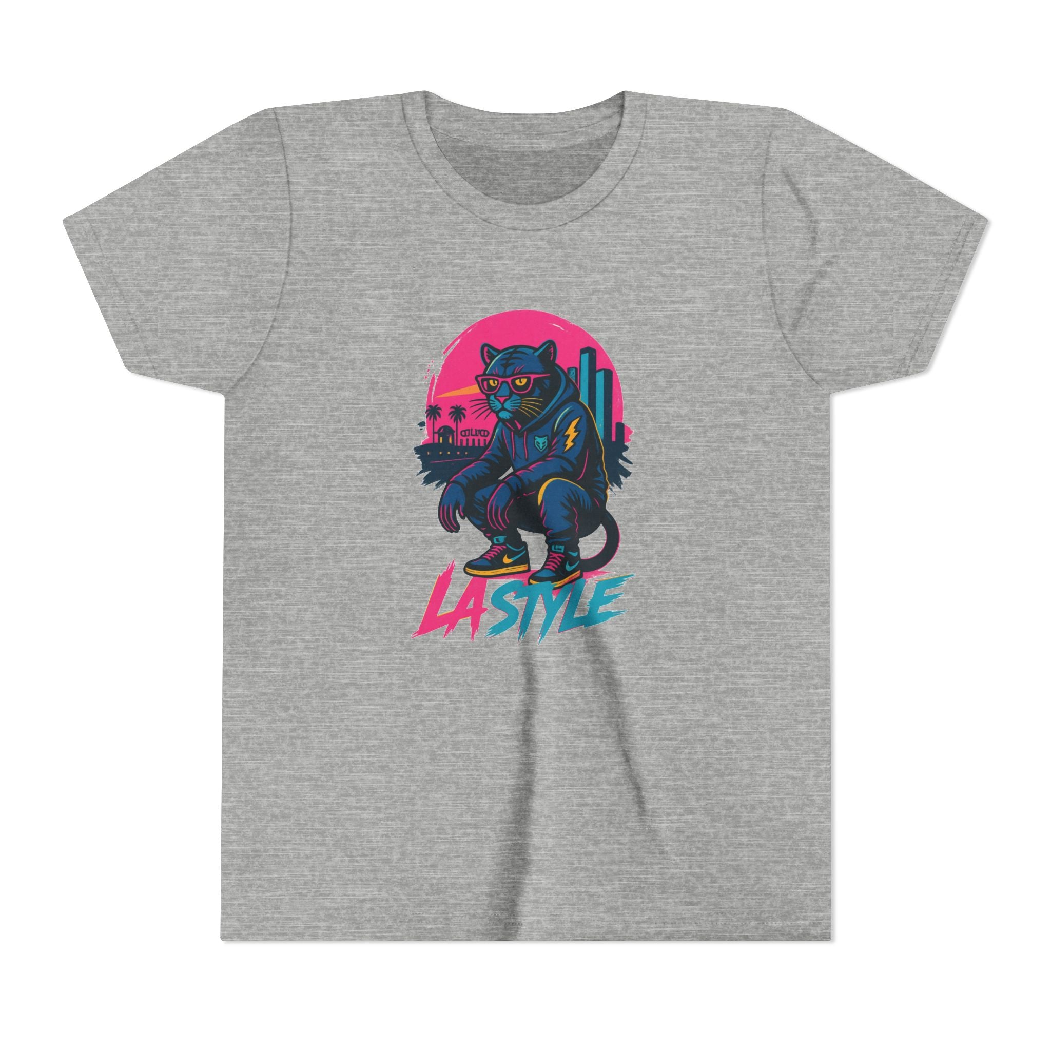 Youth Tee — Retro 'LA Style' Neon Panther Skate Design