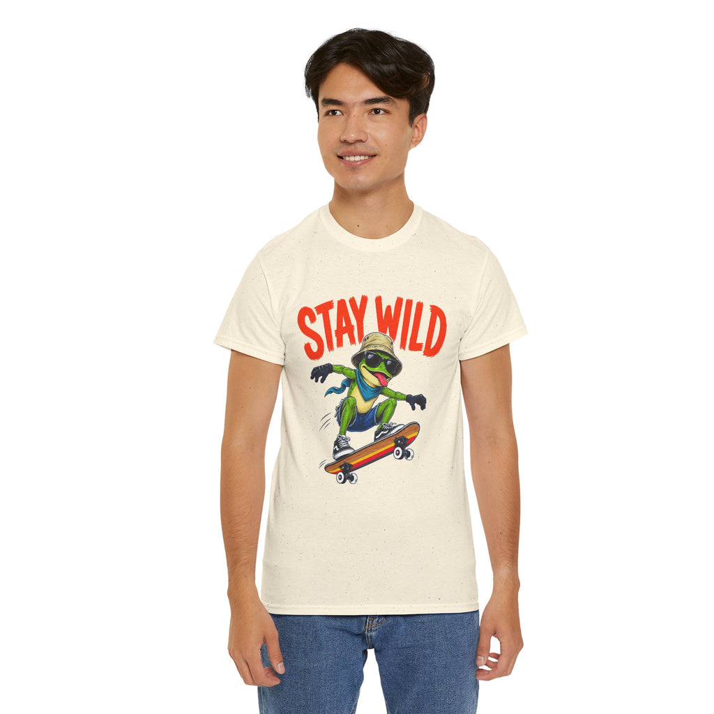 Stay Wild Frog Skateboard Shirt, Funny Frog T-Shirt, Skater Graphic Tee, Retro Frog Shirt, Cool Unisex Streetwear Tee