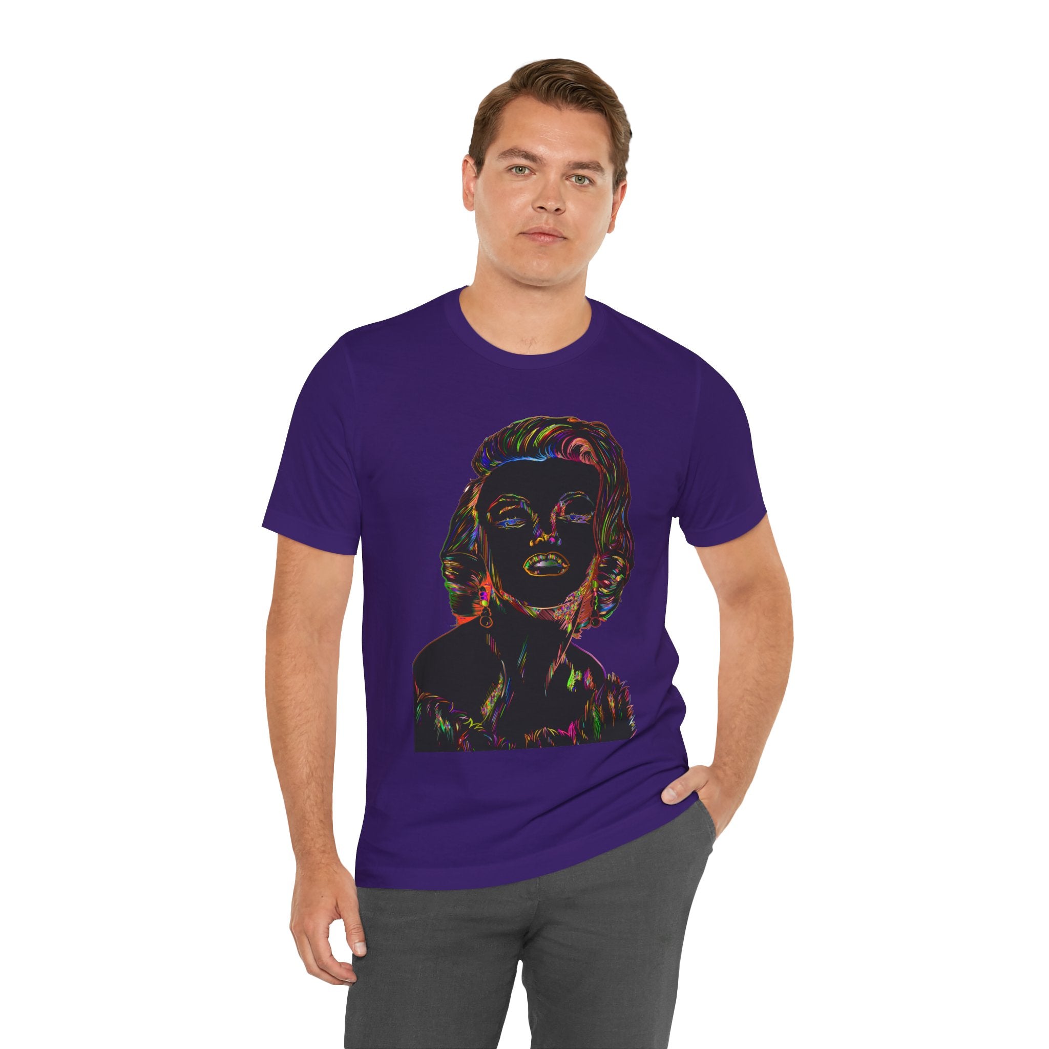 Neon Pop Art Portrait T-Shirt – Retro Rainbow Graphic Tee
