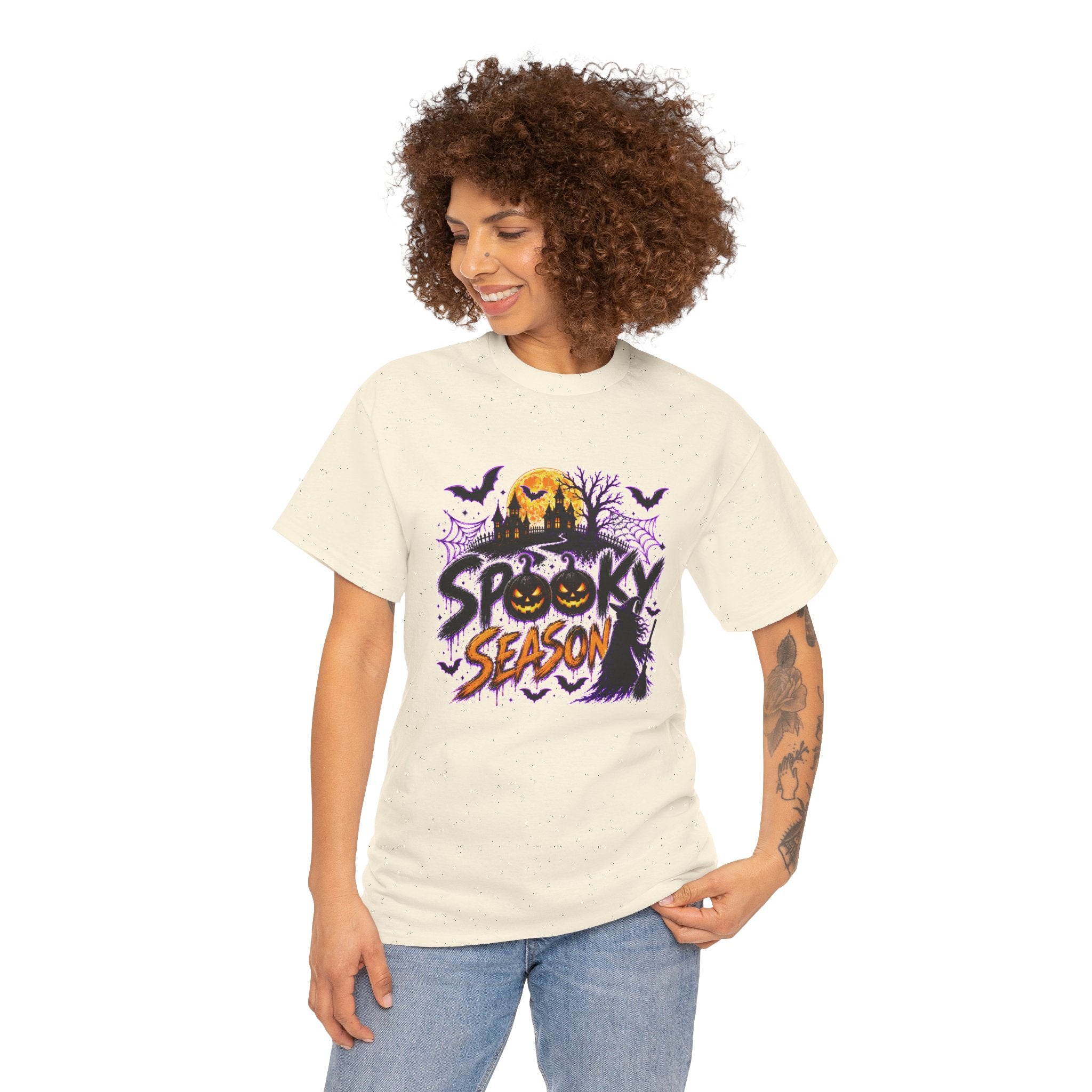 Spooky Season Halloween T-Shirt, Jack O Lantern Pumpkin Tee, Haunted House Graphic Shirt, Unisex Halloween Tee