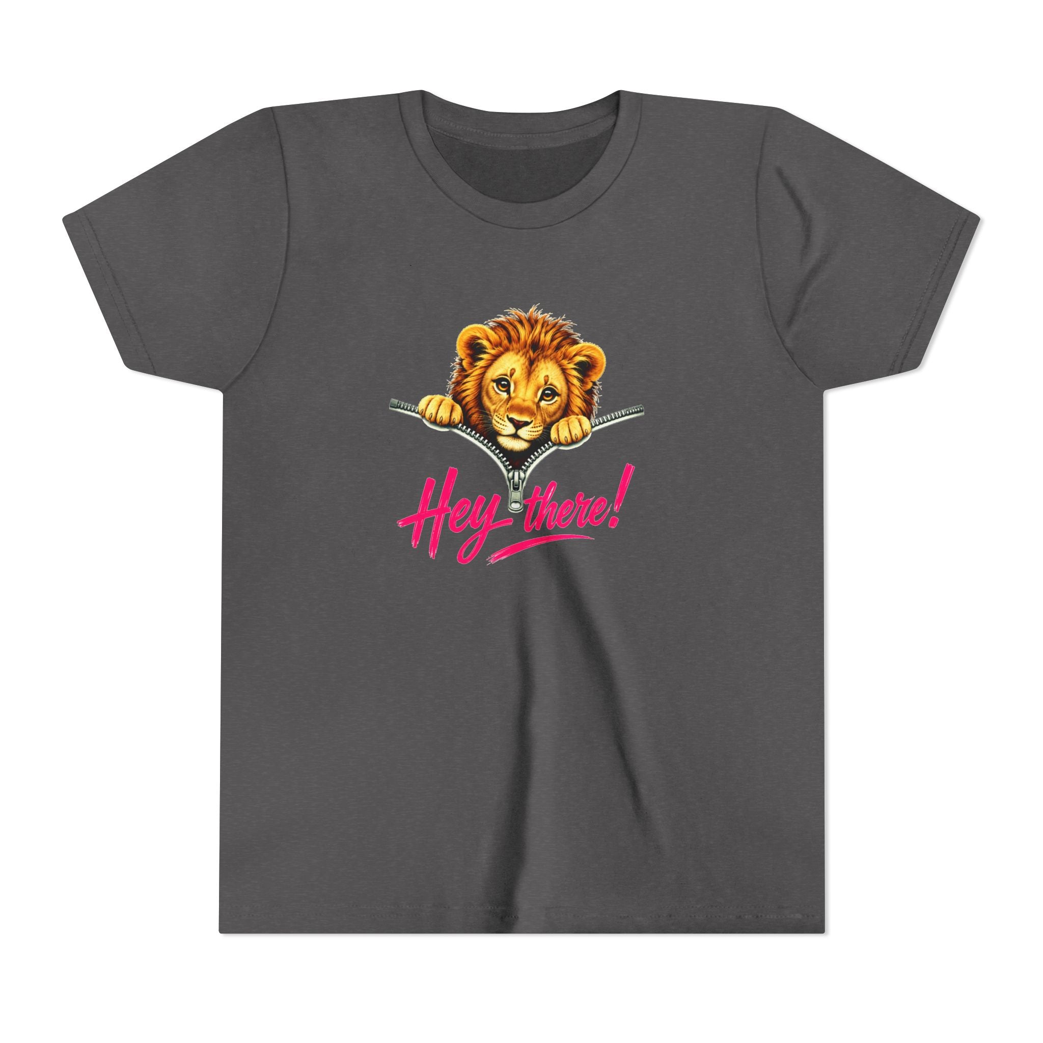 Cute Lion Youth T-Shirt, Hey There Graphic Tee for Kids, Funny Animal Shirt, Trendy Kids Tee, Lion Lover Gift, Unisex Youth Shirt