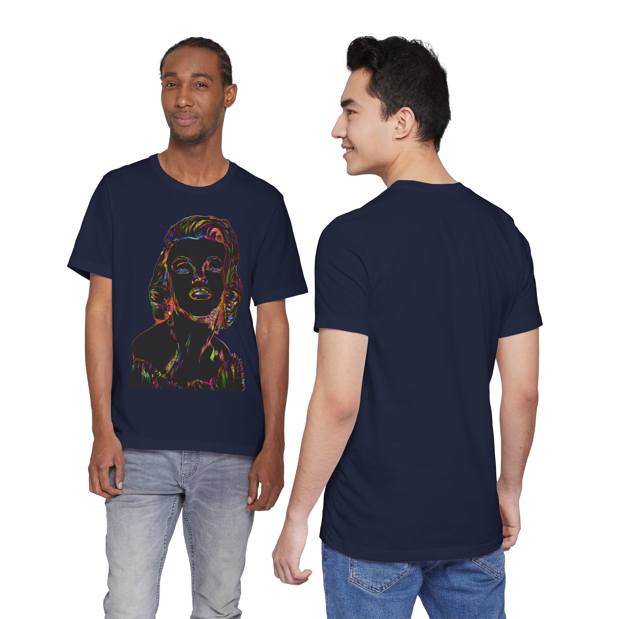 Neon Pop Art Portrait T-Shirt – Retro Rainbow Graphic Tee