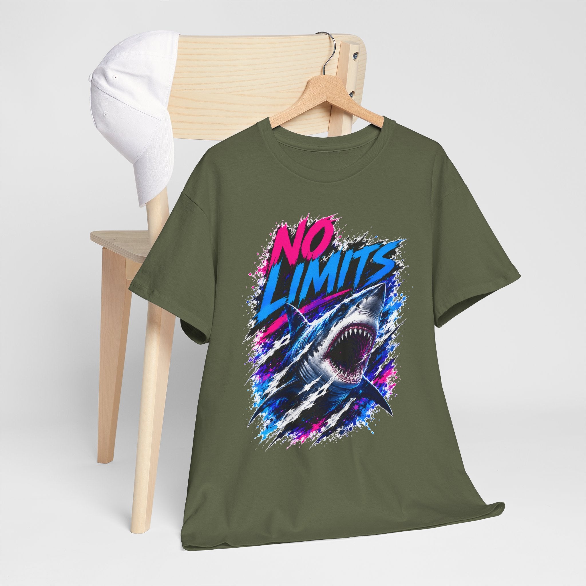 No Limits Shark T-Shirt | Great White Shark Graphic Tee | Unisex Streetwear Shirt | Ocean Lover Gift | Bold Shark Art Tee