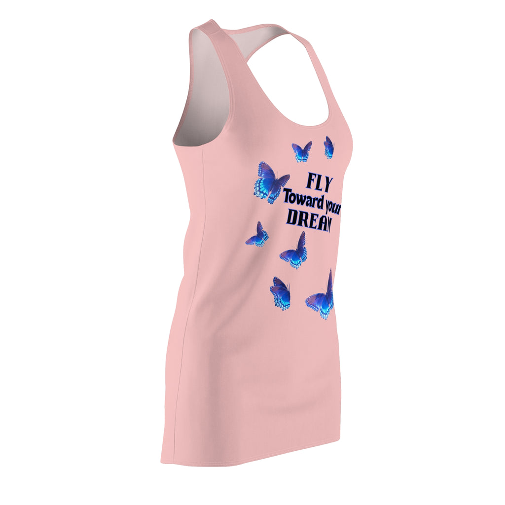 Fly Toward Your Dream Racerback Dress — Pink Butterfly Inspirational Dress
