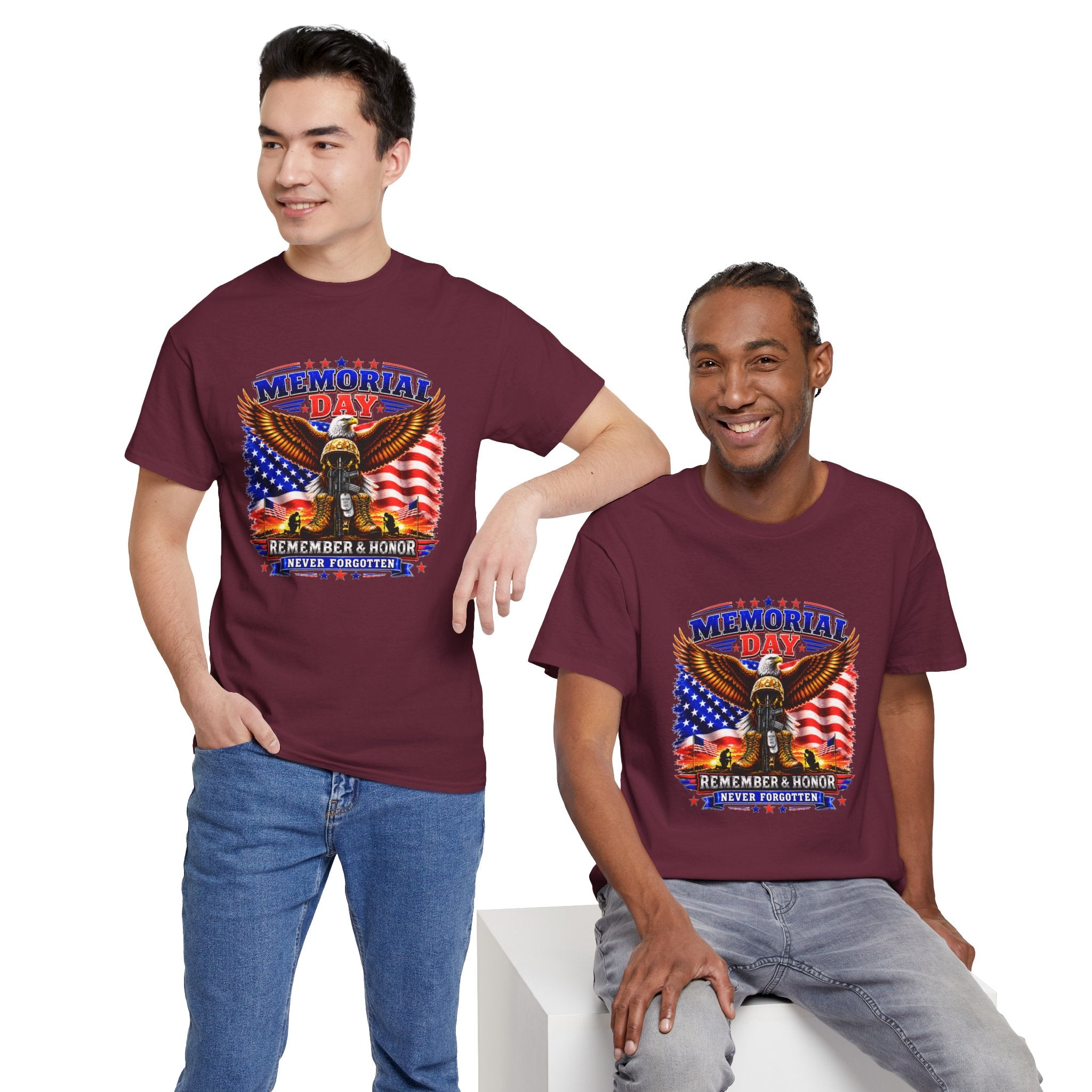 Memorial Day Shirt, Patriotic Eagle T-Shirt, Remember & Honor Tee, American Flag Graphic Shirt, Military Tribute Gift