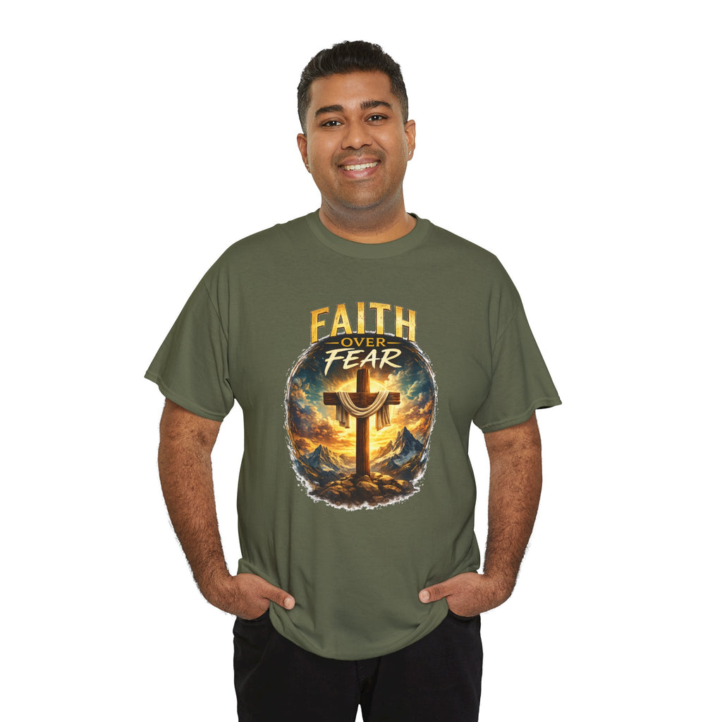 Faith Over Fear Christian T-Shirt | Cross Graphic Tee | Jesus Faith Shirt | Religious Unisex Shirt | Christian Gift for Men & Women