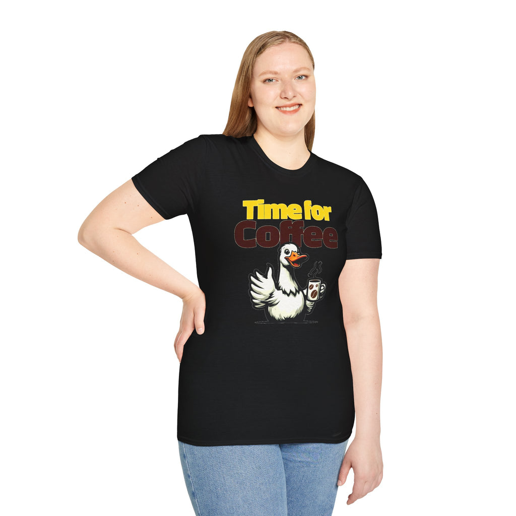 Time for Coffee Goose T-Shirt ☕🪿 Funny Cute Coffee Lover Graphic Tee Unisex Gift