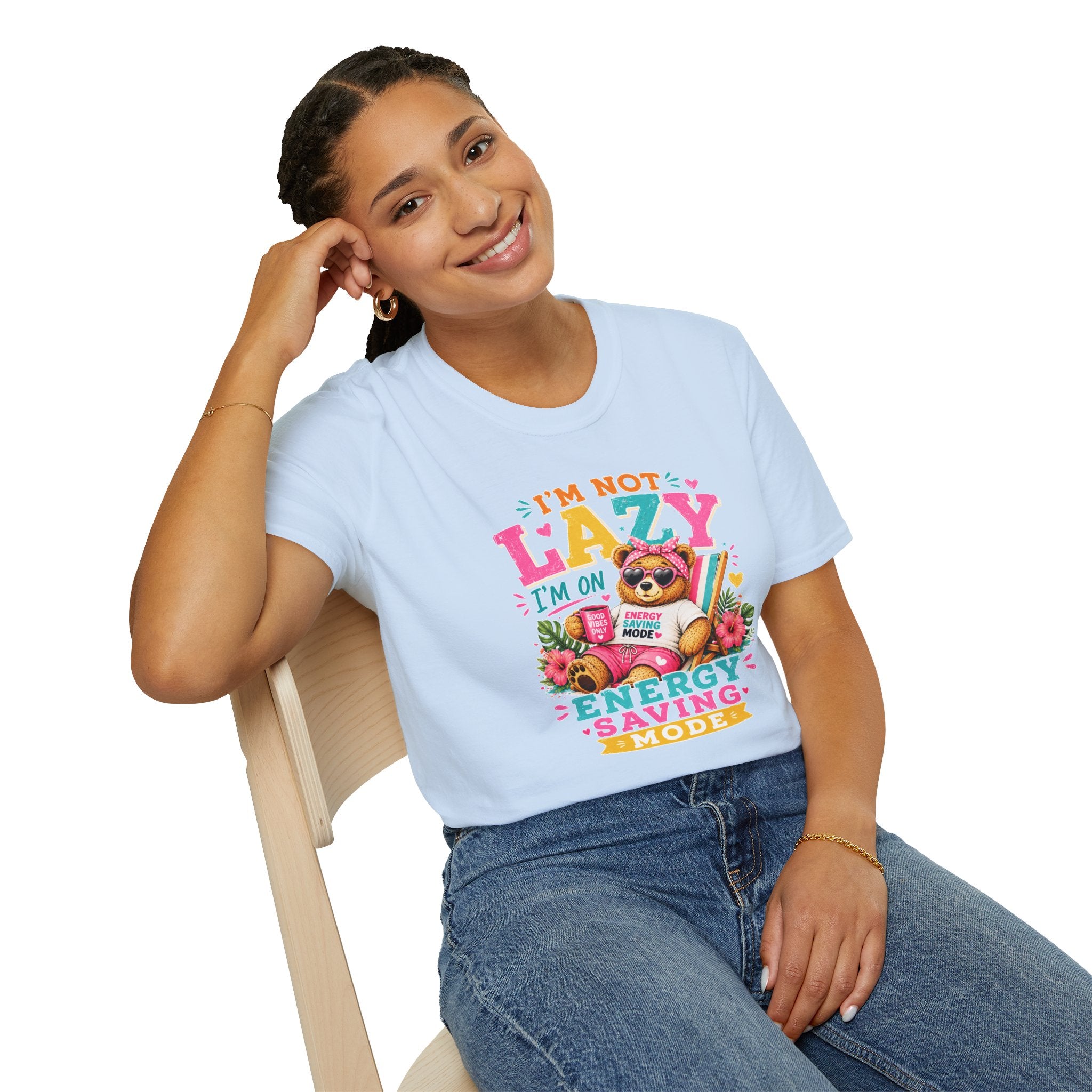 Funny Sloth Shirt, I'm Not Lazy I'm On Energy Saving Mode Tee, Cute Animal Graphic T-Shirt