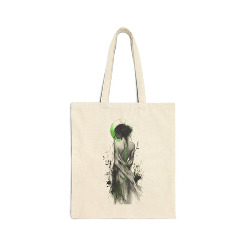 Canvas Tote Bag - Green Moon Muse Illustration