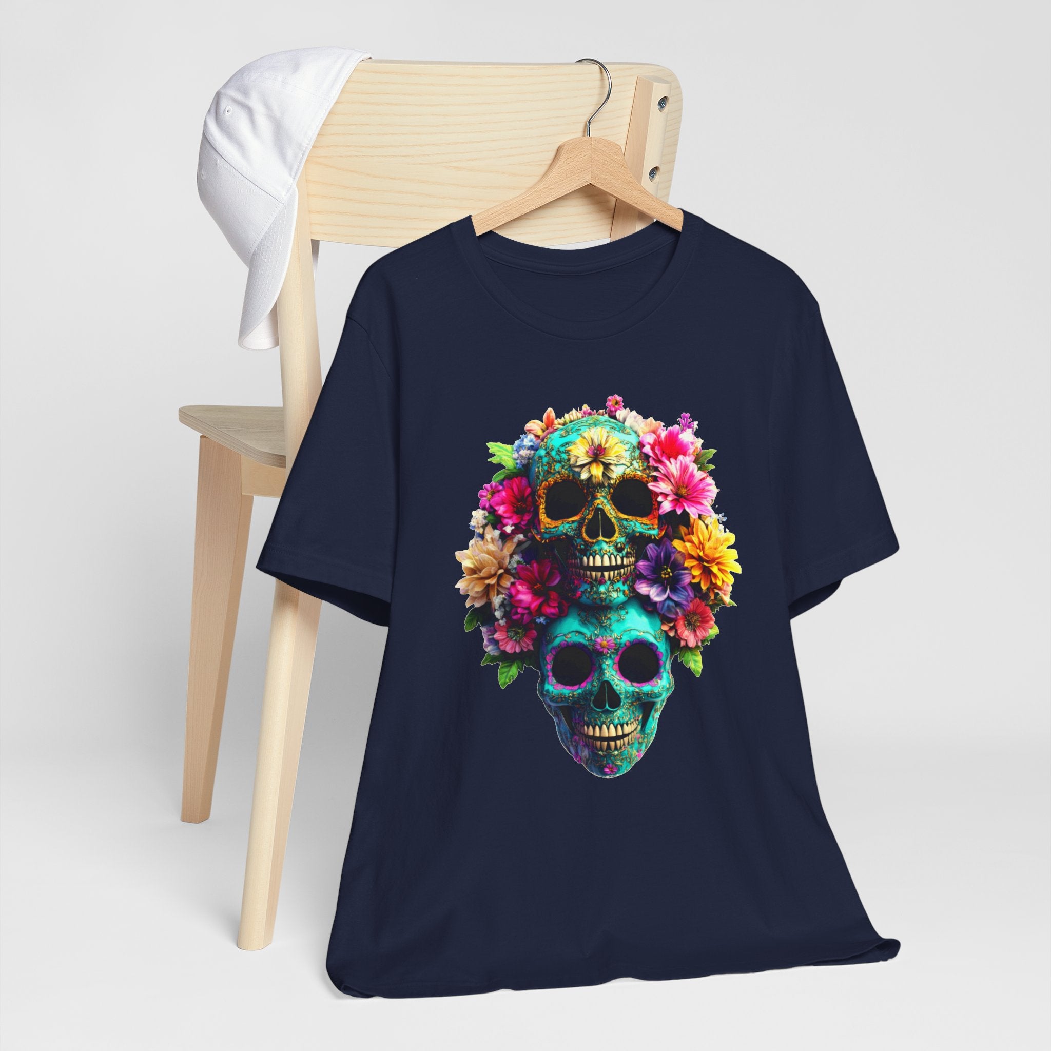 Floral Skull T-Shirt, Day of the Dead Shirt, Sugar Skull Graphic Tee, Colorful Skull Tee, Gothic Floral Shirt