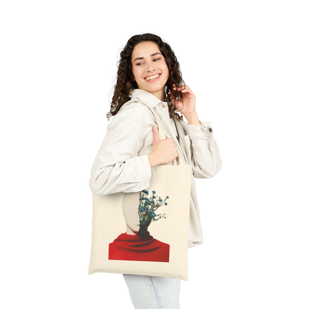 Art Canvas Tote Bag -Surreal Floral Head Art Print