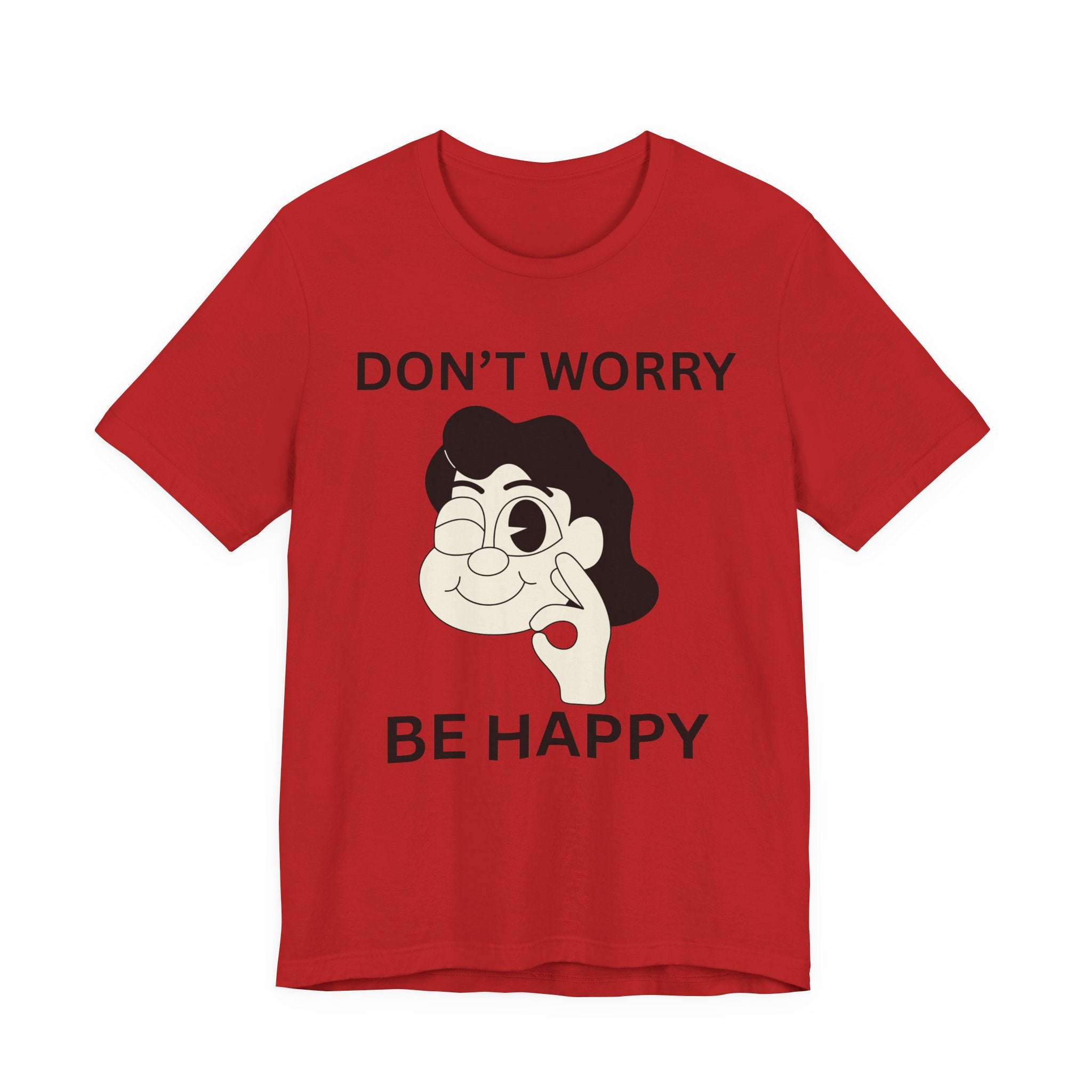 Don’t Worry Be Happy Shirt, Cute Cartoon Graphic Tee, Positive Quote T-Shirt, Unisex Bella Canvas 3001