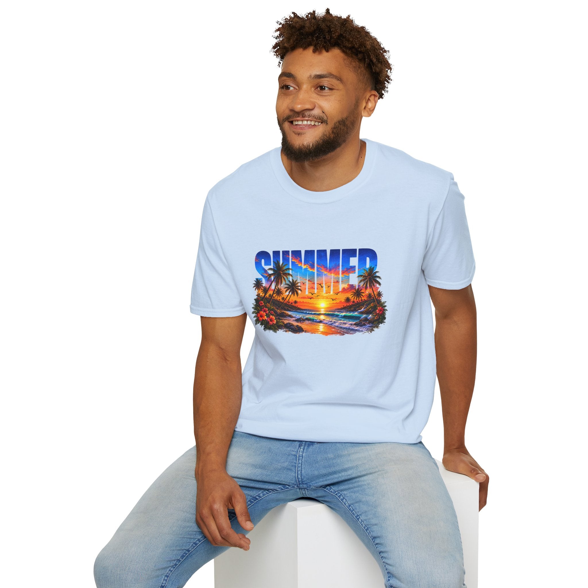 Summer Beach T Shirt Sunset Palm Graphic Tee