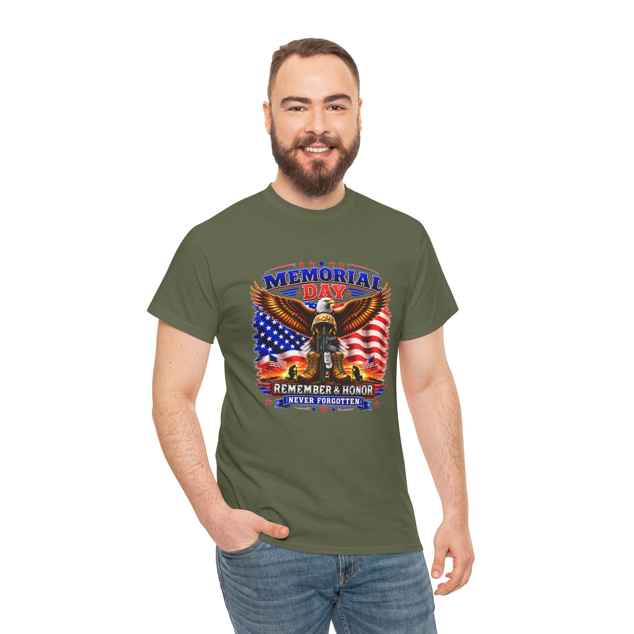 Memorial Day Shirt, Patriotic Eagle T-Shirt, Remember & Honor Tee, American Flag Graphic Shirt, Military Tribute Gift