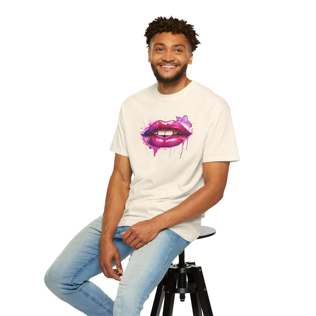 Lip Art T-Shirt — Pink Drip Painted Lips Graphic Tee