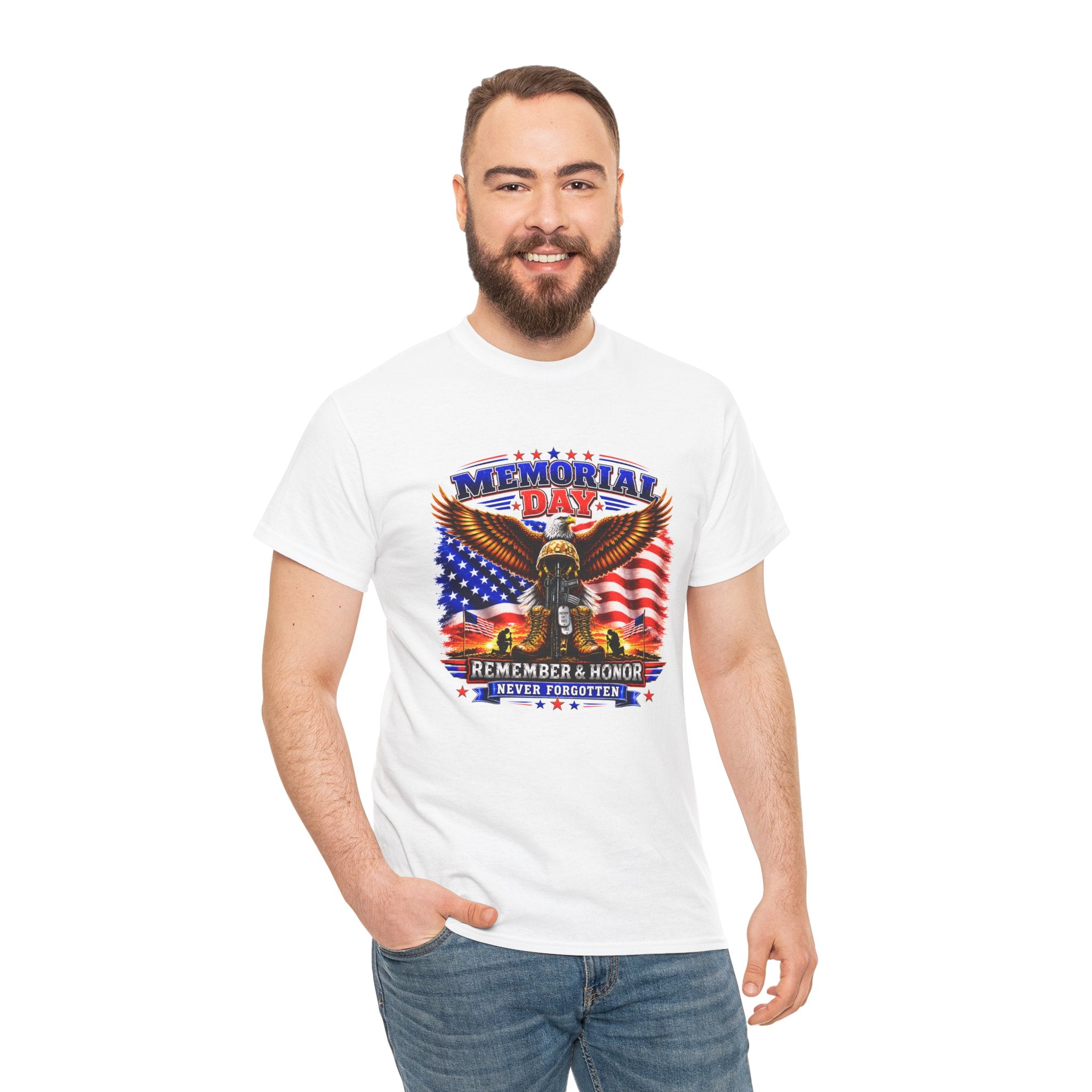 Memorial Day Shirt, Patriotic Eagle T-Shirt, Remember & Honor Tee, American Flag Graphic Shirt, Military Tribute Gift