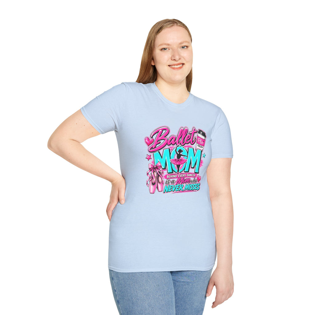 Ballet Mom T-Shirt — "Being Every Dancer's Mom" Pink Ballet Shoes & Coffee Design