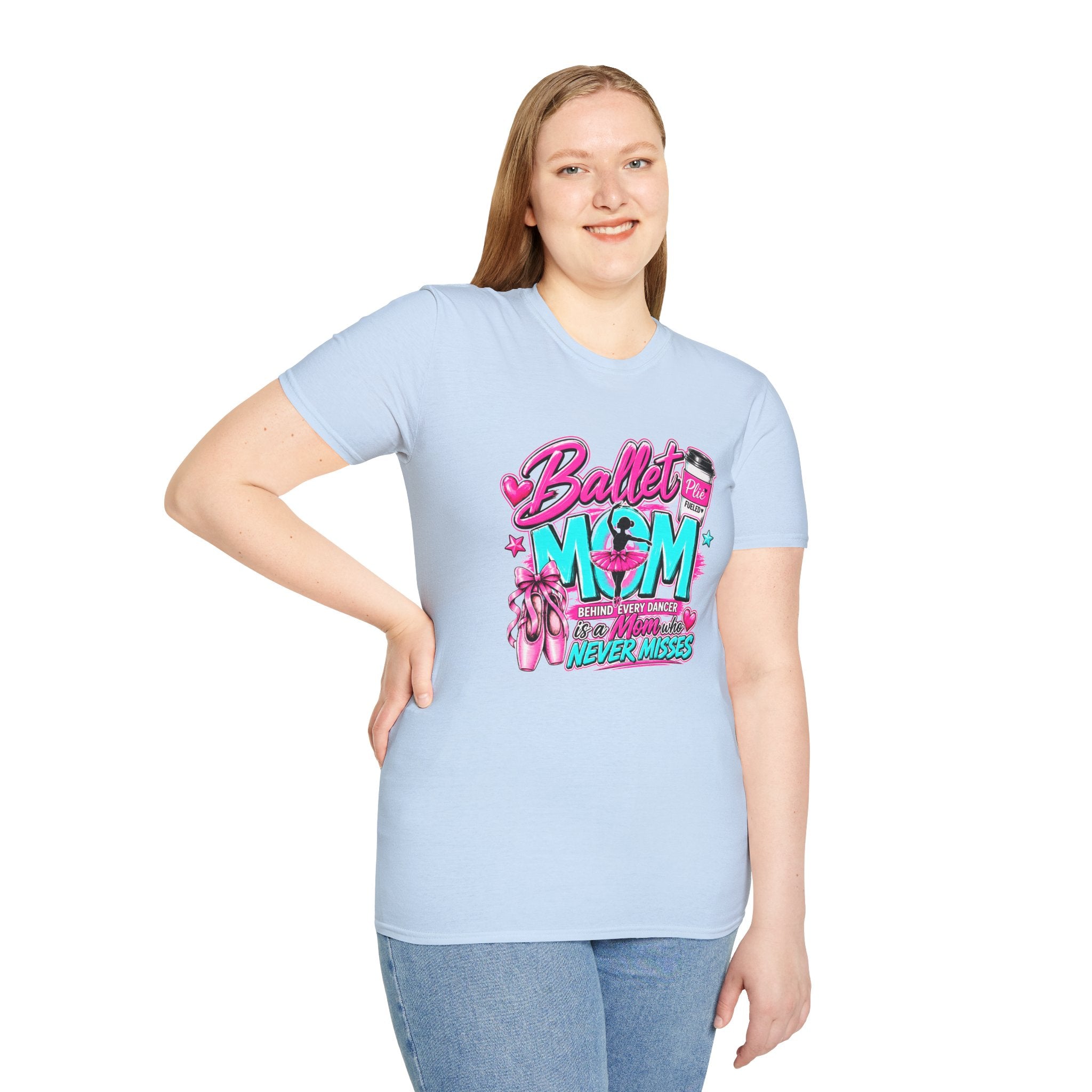Ballet Mom T-Shirt — "Being Every Dancer's Mom" Pink Ballet Shoes & Coffee Design