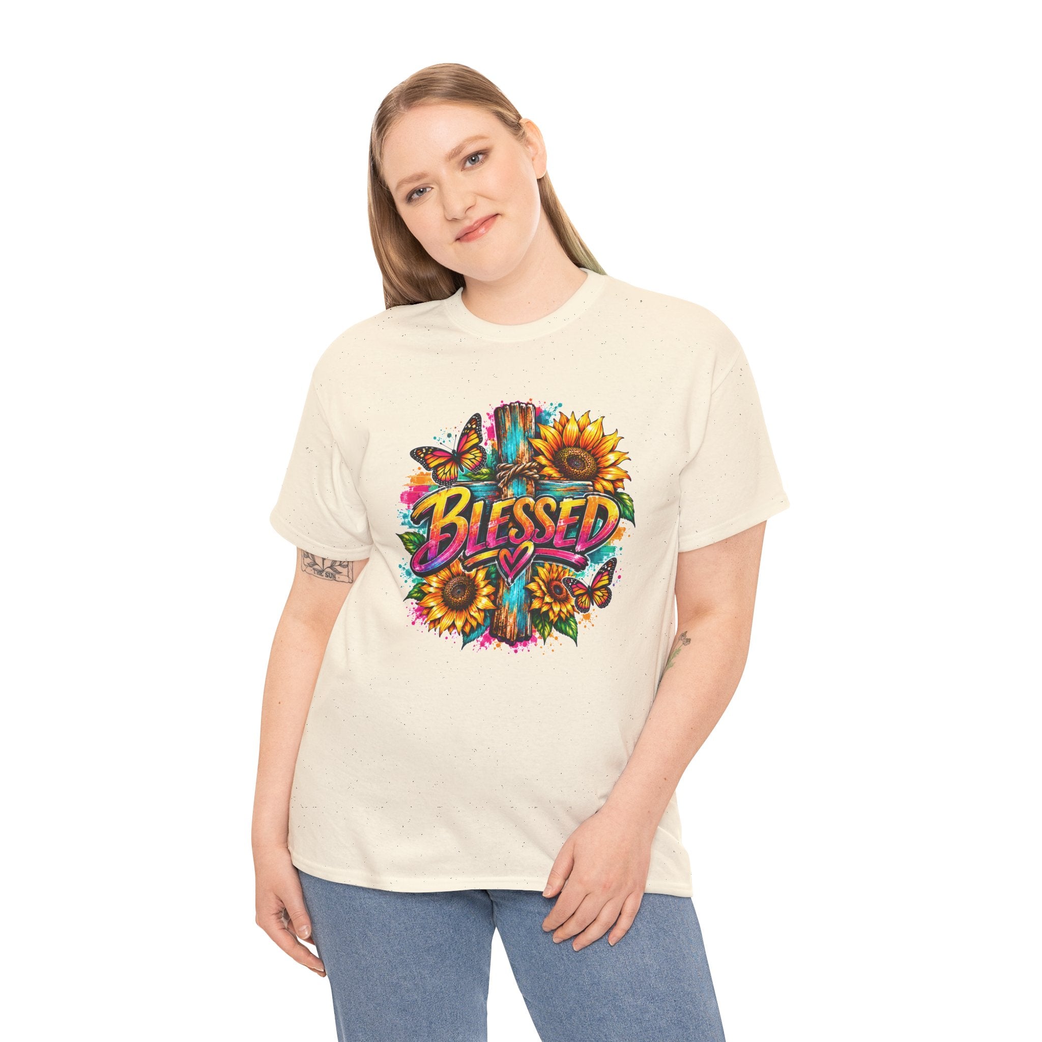 Blessed Christian T-Shirt, Faith Hope Love Tee, Jesus Cross Shirt, Religious Graphic Tee, Christian Gift, Unisex Shirt