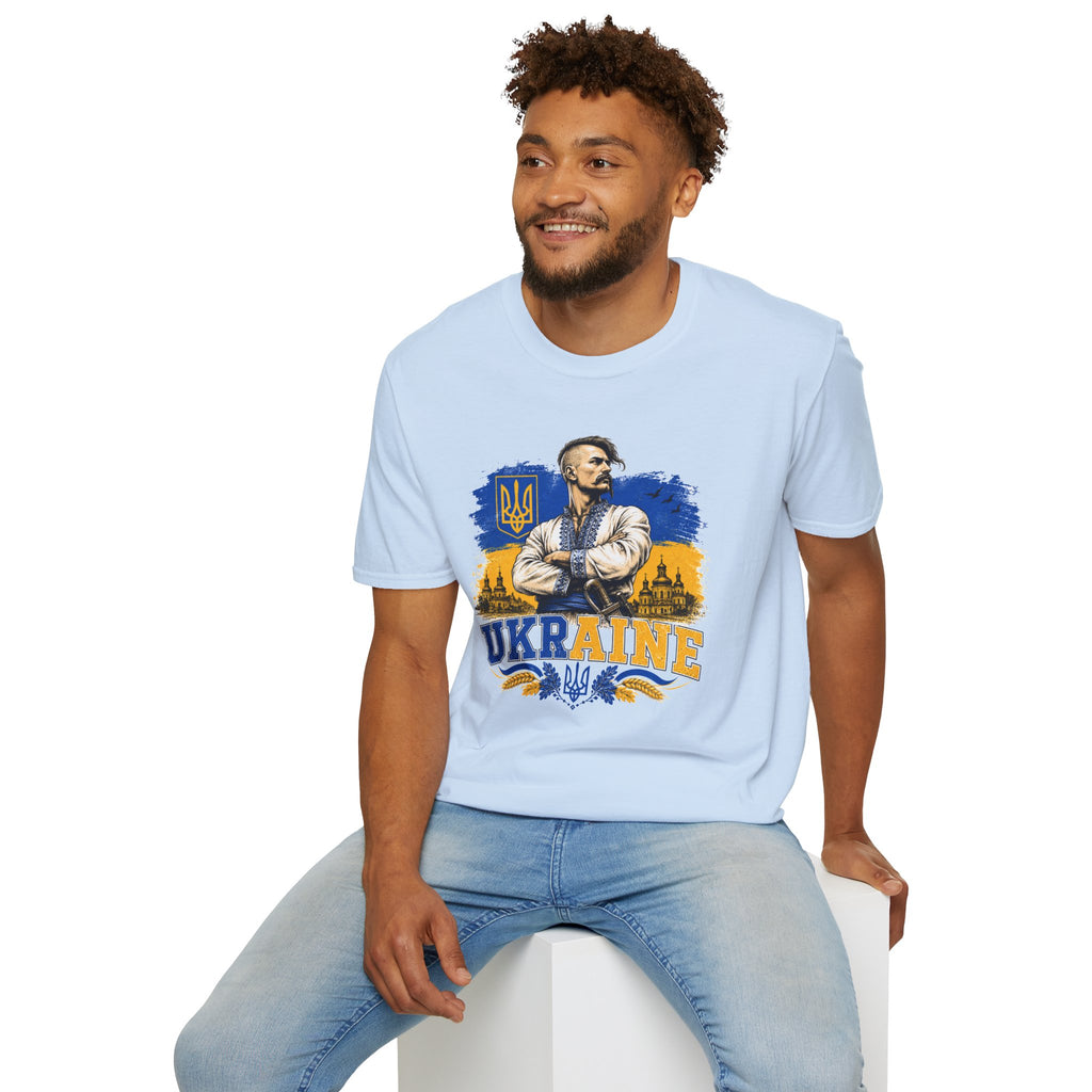 T-Shirt — Ukraine Cossack Patriotic Tee with Tryzub Crest
