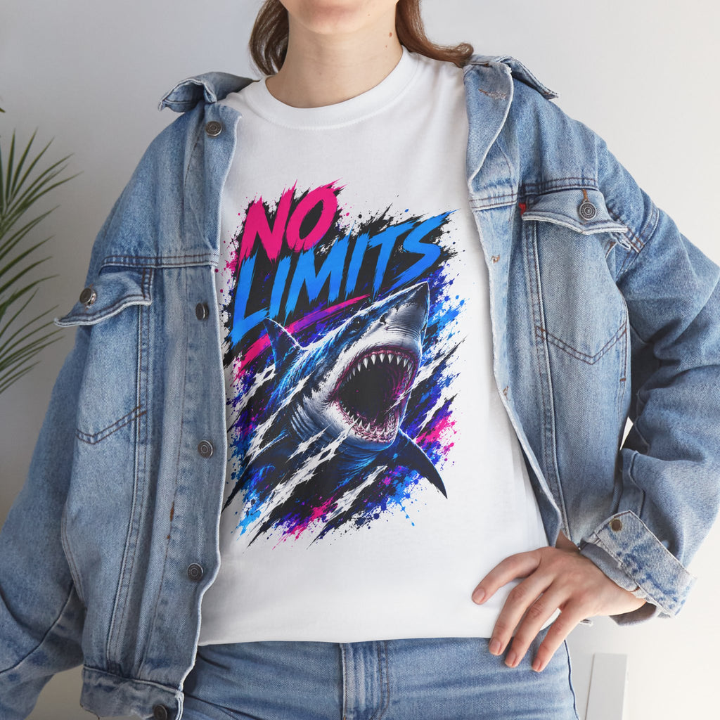 No Limits Shark T-Shirt | Great White Shark Graphic Tee | Unisex Streetwear Shirt | Ocean Lover Gift | Bold Shark Art Tee