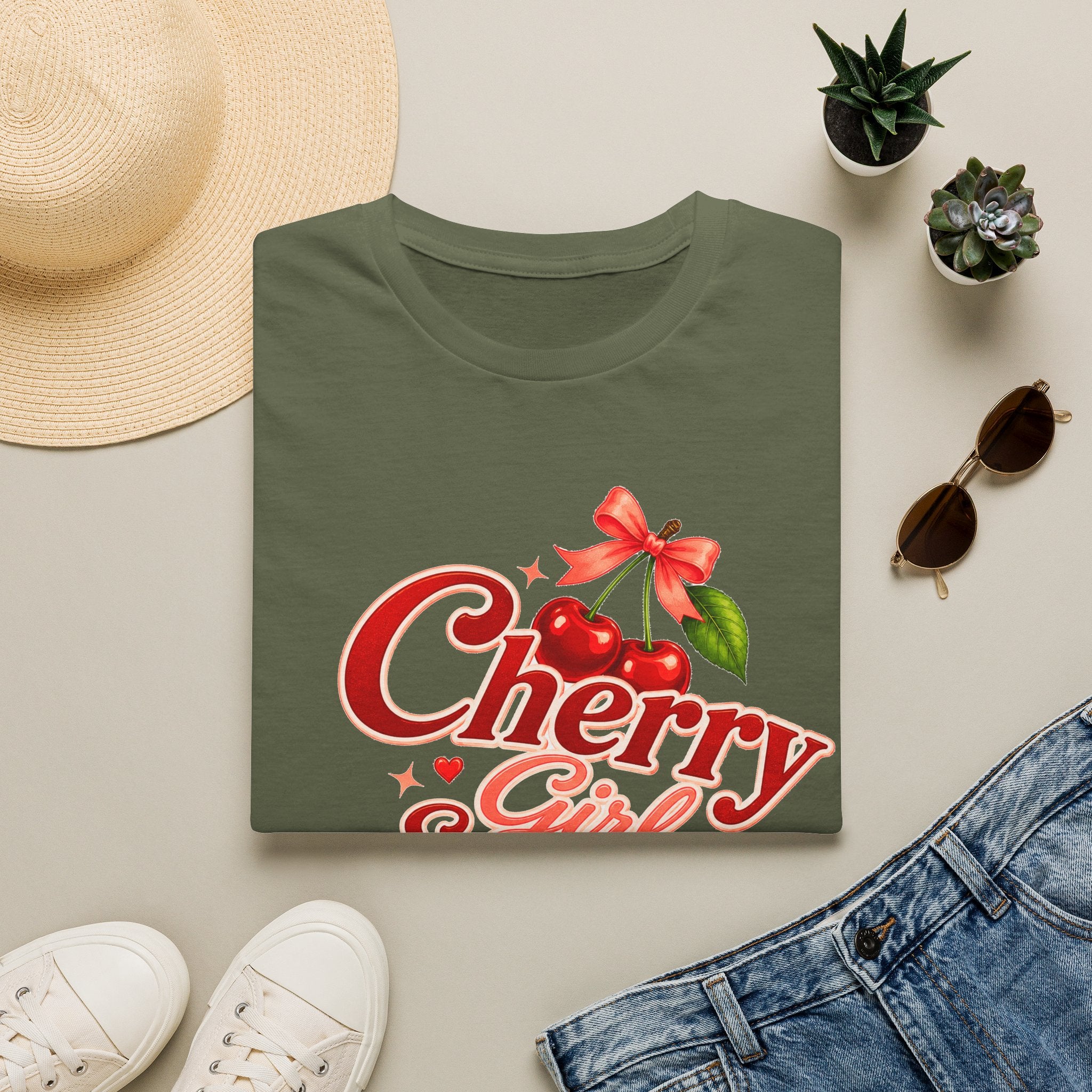 Cherry Girl Summer T-Shirt | Cute Retro Cherry Tee | Coquette Aesthetic Shirt | Summer Graphic Tee | Trendy Women's Shirt