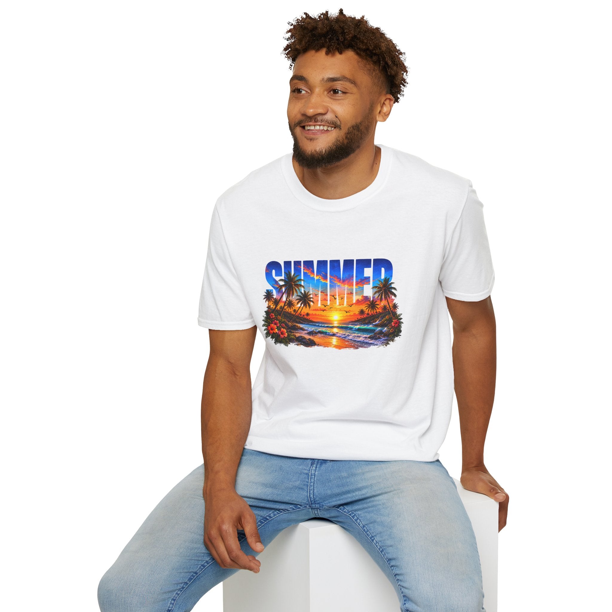Summer Beach T Shirt Sunset Palm Graphic Tee