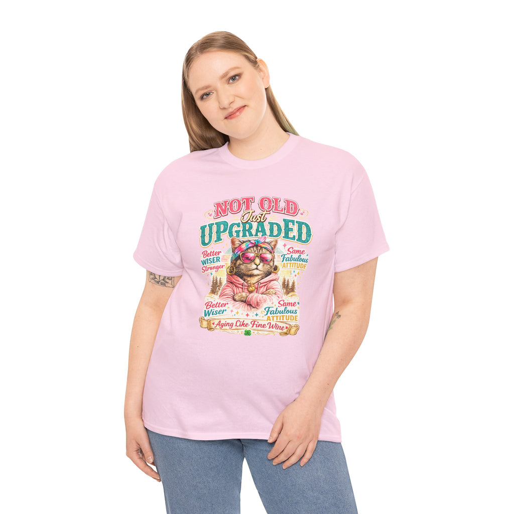 Not Old Just Upgraded Cat T-Shirt | Funny Cat Lover Tee | Vintage Birthday Shirt | Cute Kitty Graphic Tee | Gift for Cat Mom | Cat Lover Gift
