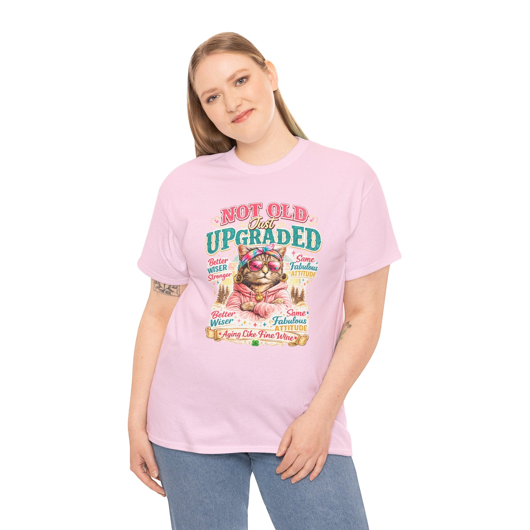 Not Old Just Upgraded Cat T-Shirt | Funny Cat Lover Tee | Vintage Birthday Shirt | Cute Kitty Graphic Tee | Gift for Cat Mom | Cat Lover Gift