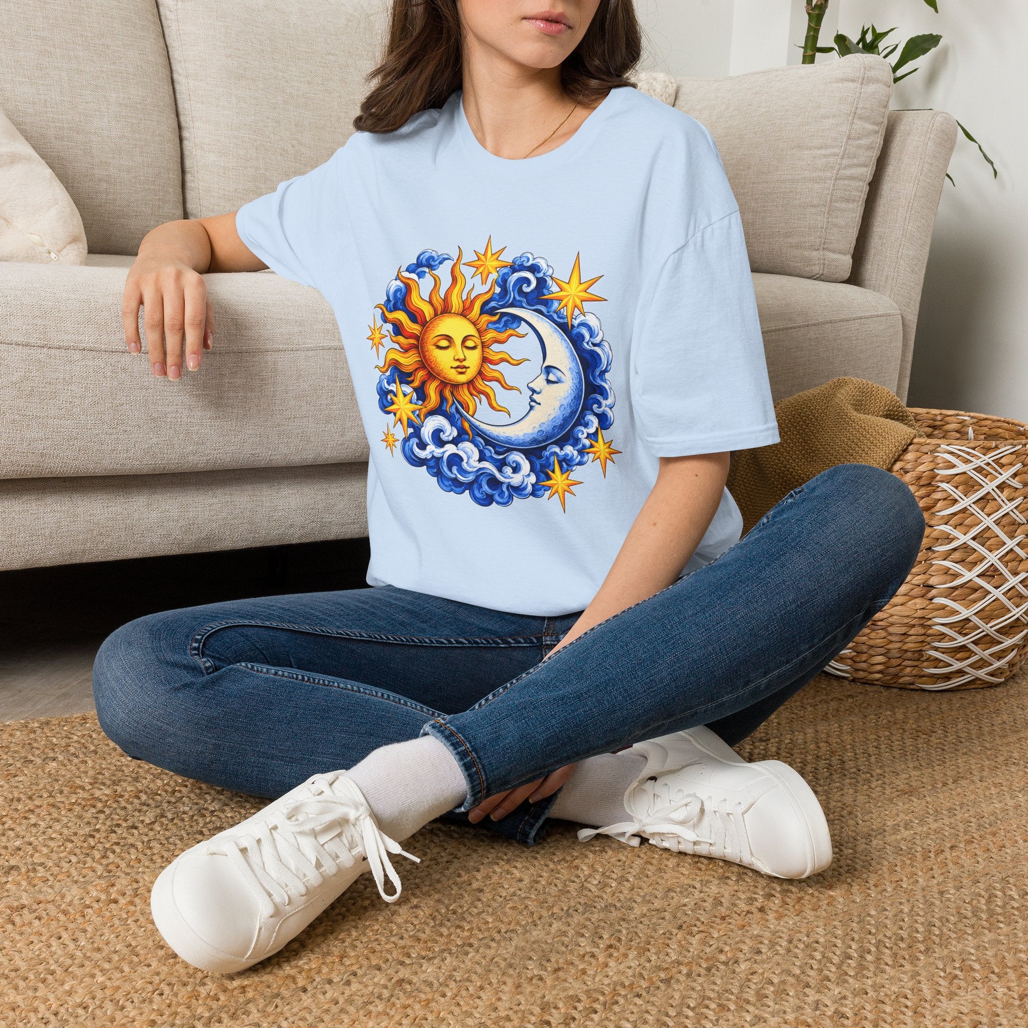 Sun and Moon Graphic T-Shirt — Celestial Boho Solar Lunar Tee