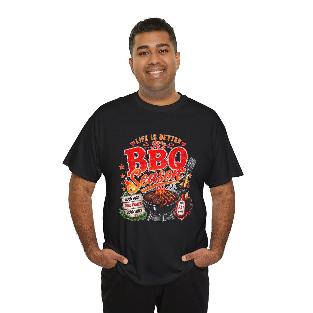 BBQ Season T-Shirt | Life Is Better It's BBQ Season Tee | Funny Grill Shirt | Summer Cookout Shirt | Barbecue Lover Gift | Backyard BBQ Tee