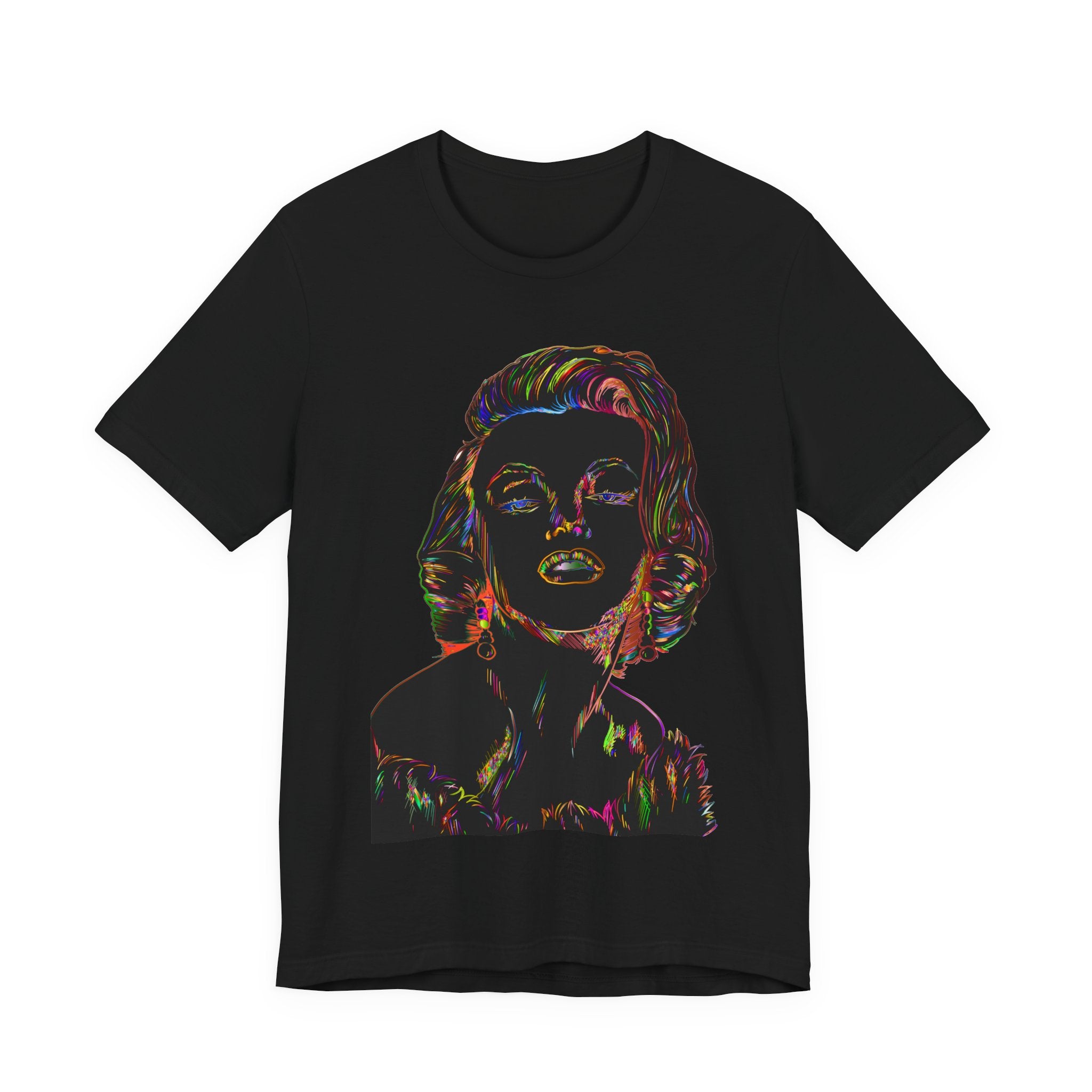 Neon Pop Art Portrait T-Shirt – Retro Rainbow Graphic Tee