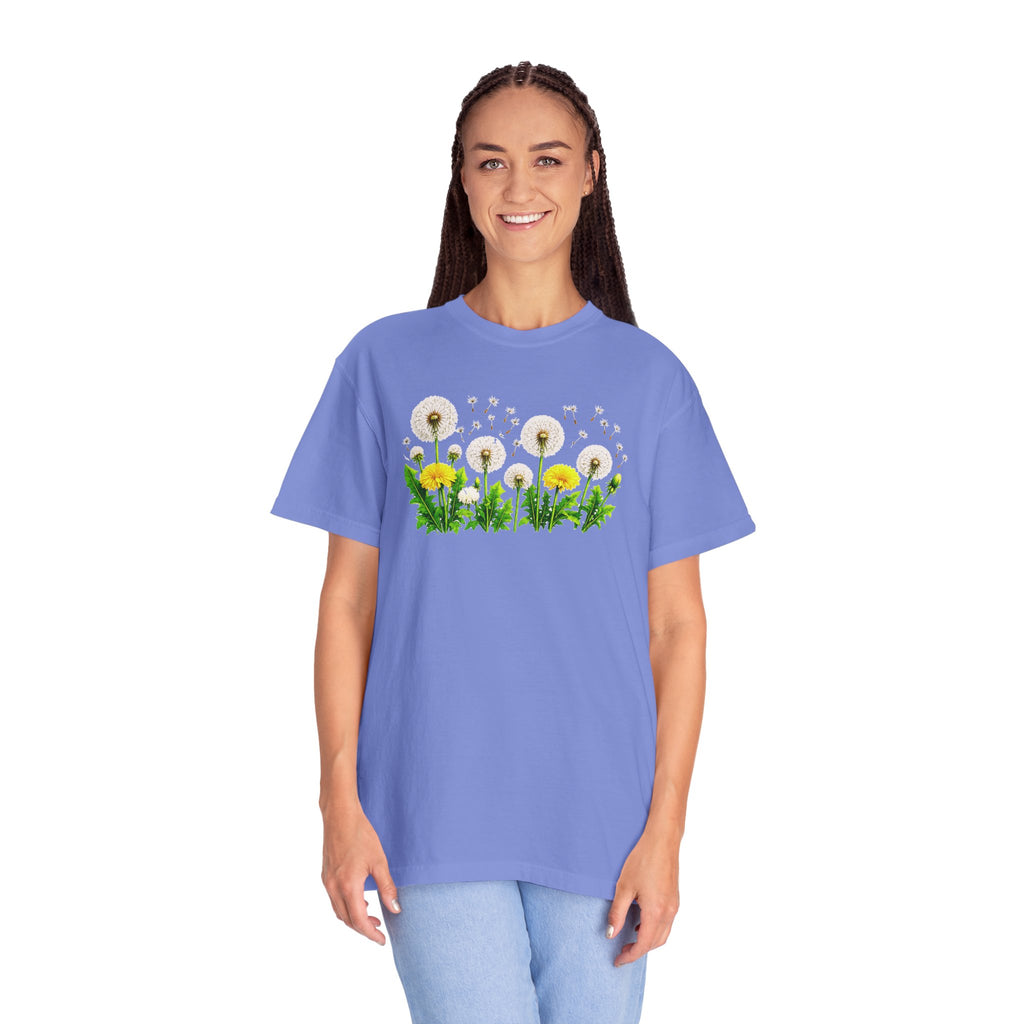 Dandelion Flower Shirt, Wildflower T-Shirt for Women, Botanical Graphic Tee, Spring Garden Shirt, Comfort Colors 1717
