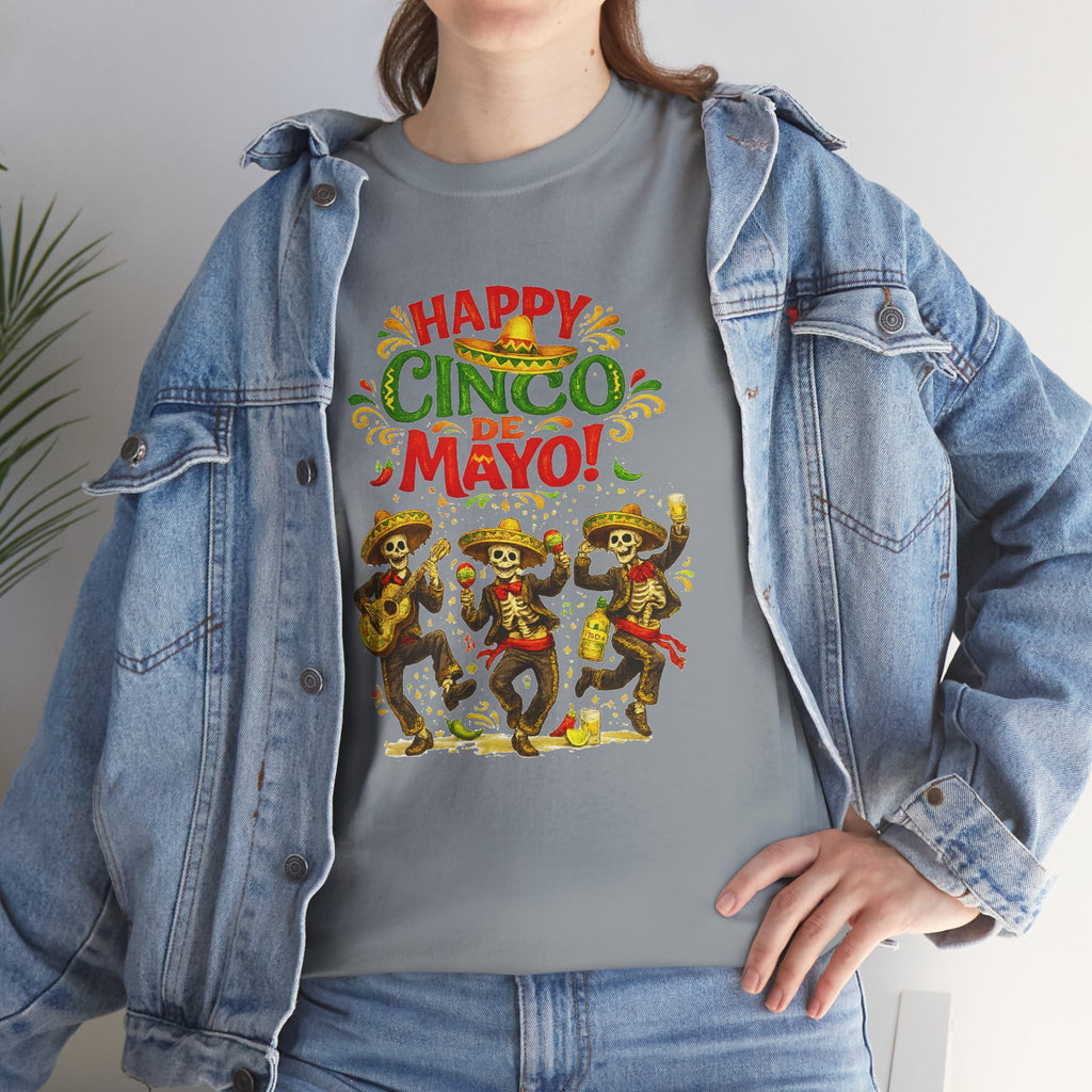 Cinco De Mayo Shirt, Happy Cinco De Mayo Tee, Dancing Skeleton Fiesta Shirt, Funny Mexican Party T-Shirt