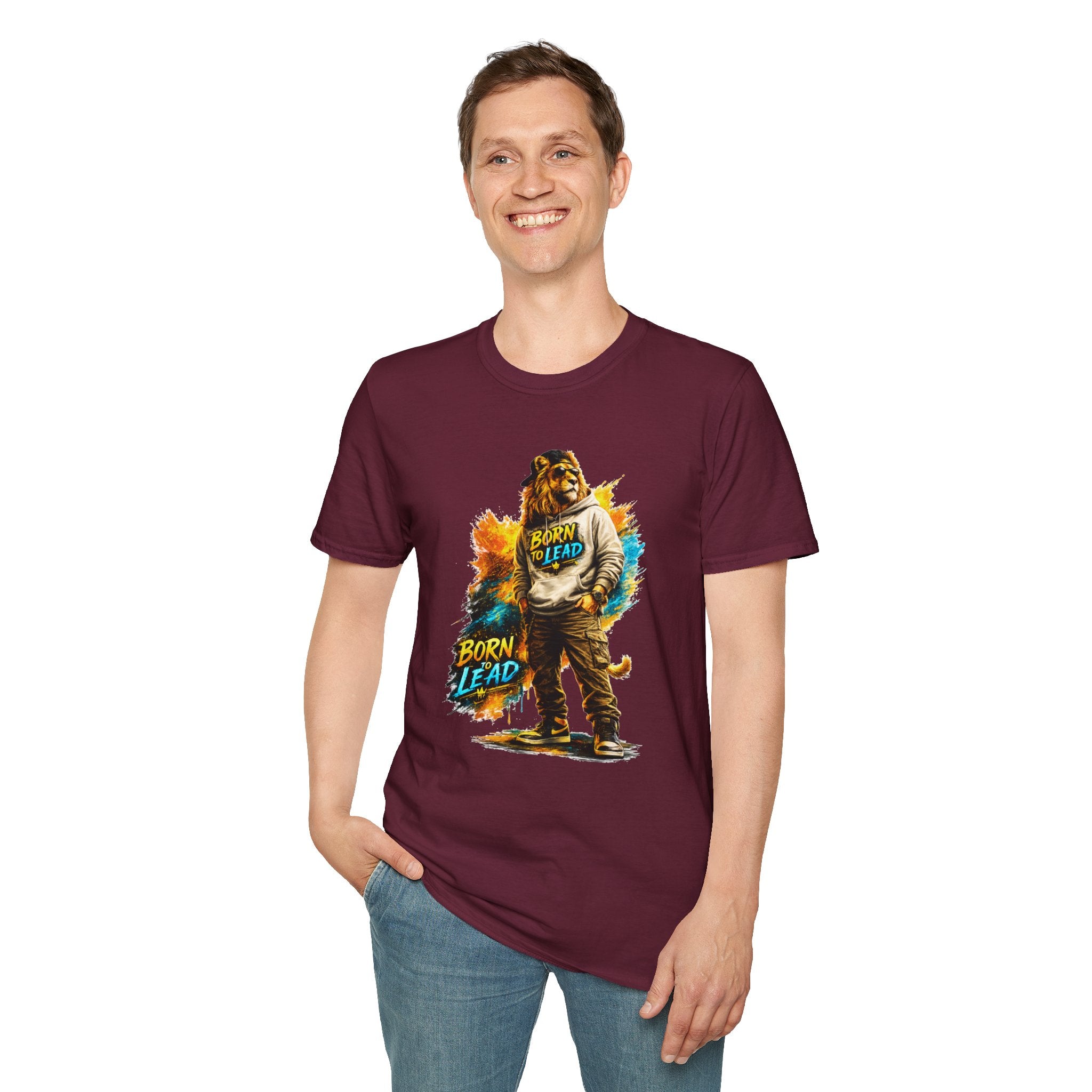 Lion 'Born to Lead' Graphic T‑Shirt — Inspirational Animal Leadership Tee