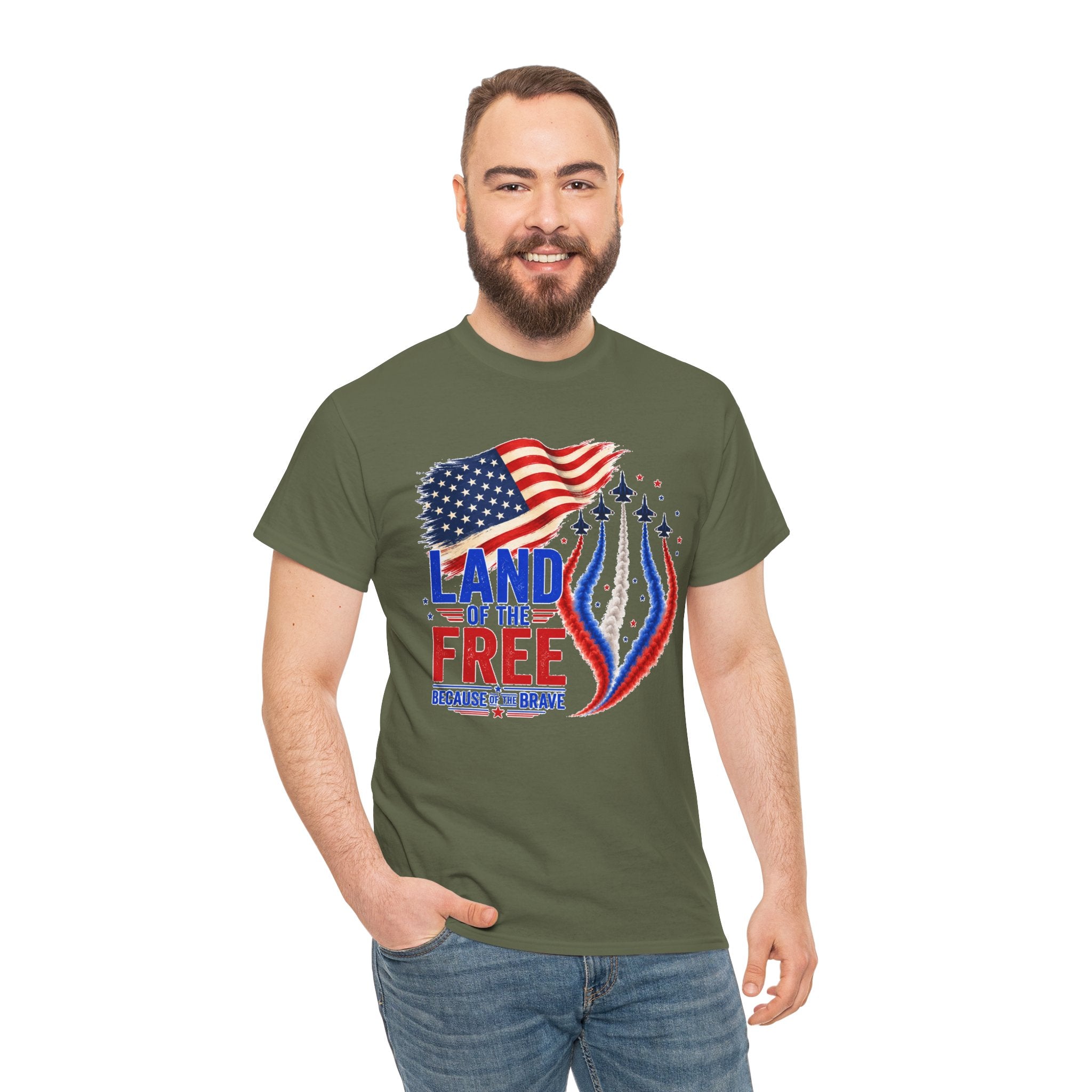 Land of the Free Because of the Brave Shirt, Patriotic 4th of July T-Shirt, USA Flag Tee, American Pride Shirt, Independence Day Gift