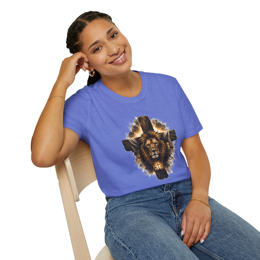 Lion Cross T-Shirt, Christian Faith Shirt, Lion of Judah Graphic Tee, Religious Gift