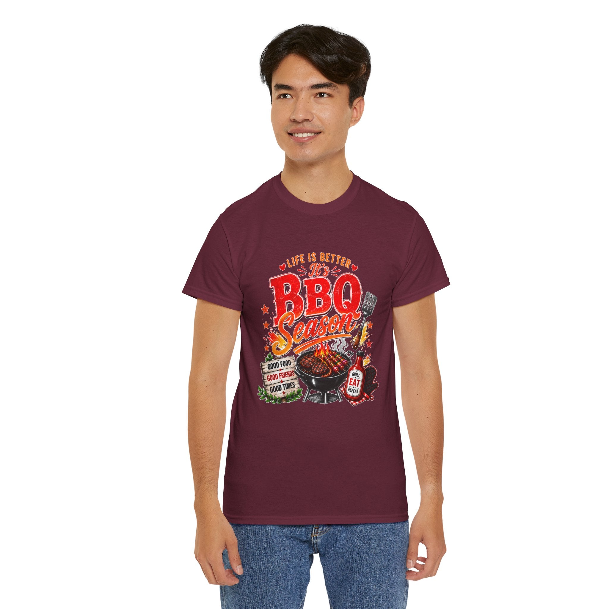 BBQ Season T-Shirt | Life Is Better It's BBQ Season Tee | Funny Grill Shirt | Summer Cookout Shirt | Barbecue Lover Gift | Backyard BBQ Tee