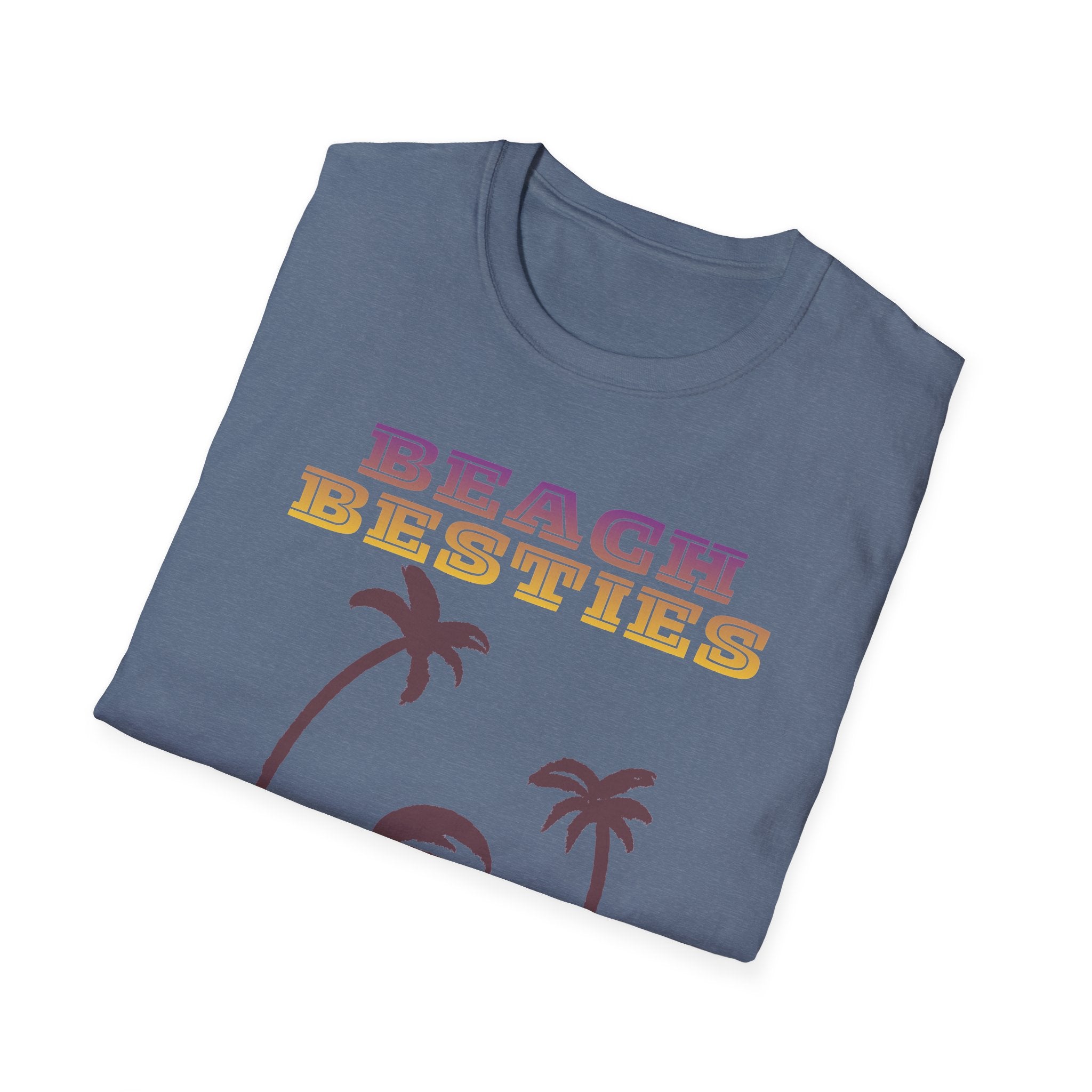 Beach Besties Shirt, Retro Beach Tee, Palm Tree Sunset T-Shirt, Summer Vacation Shirt