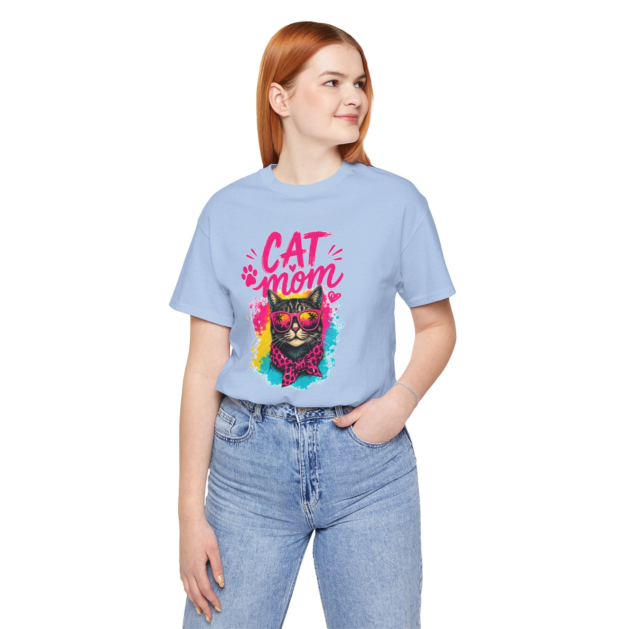 Cat Mom T-Shirt | Funny Cat Mom Gift | Colorful Retro Cat Lover Tee | Cute Cat Graphic Shirt | Unisex Cat Mom Tee