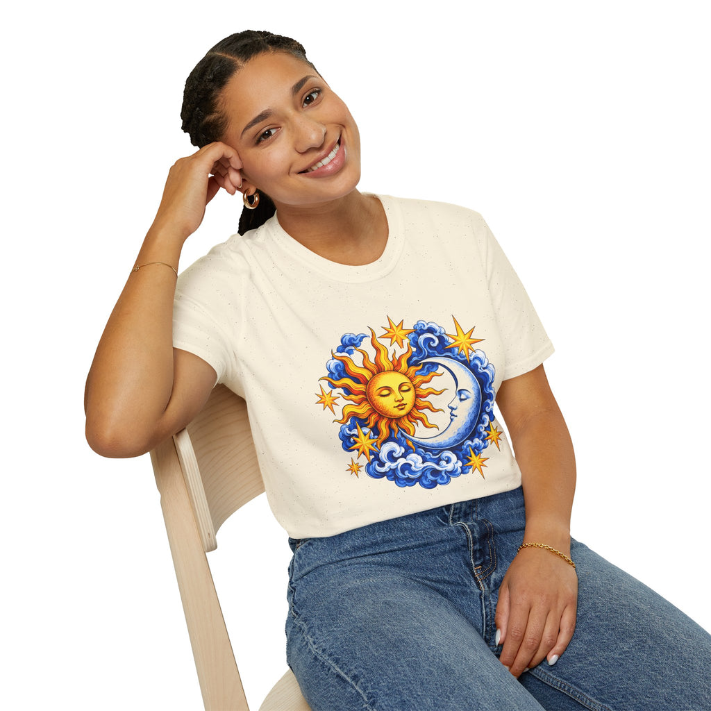 Sun and Moon Graphic T-Shirt — Celestial Boho Solar Lunar Tee