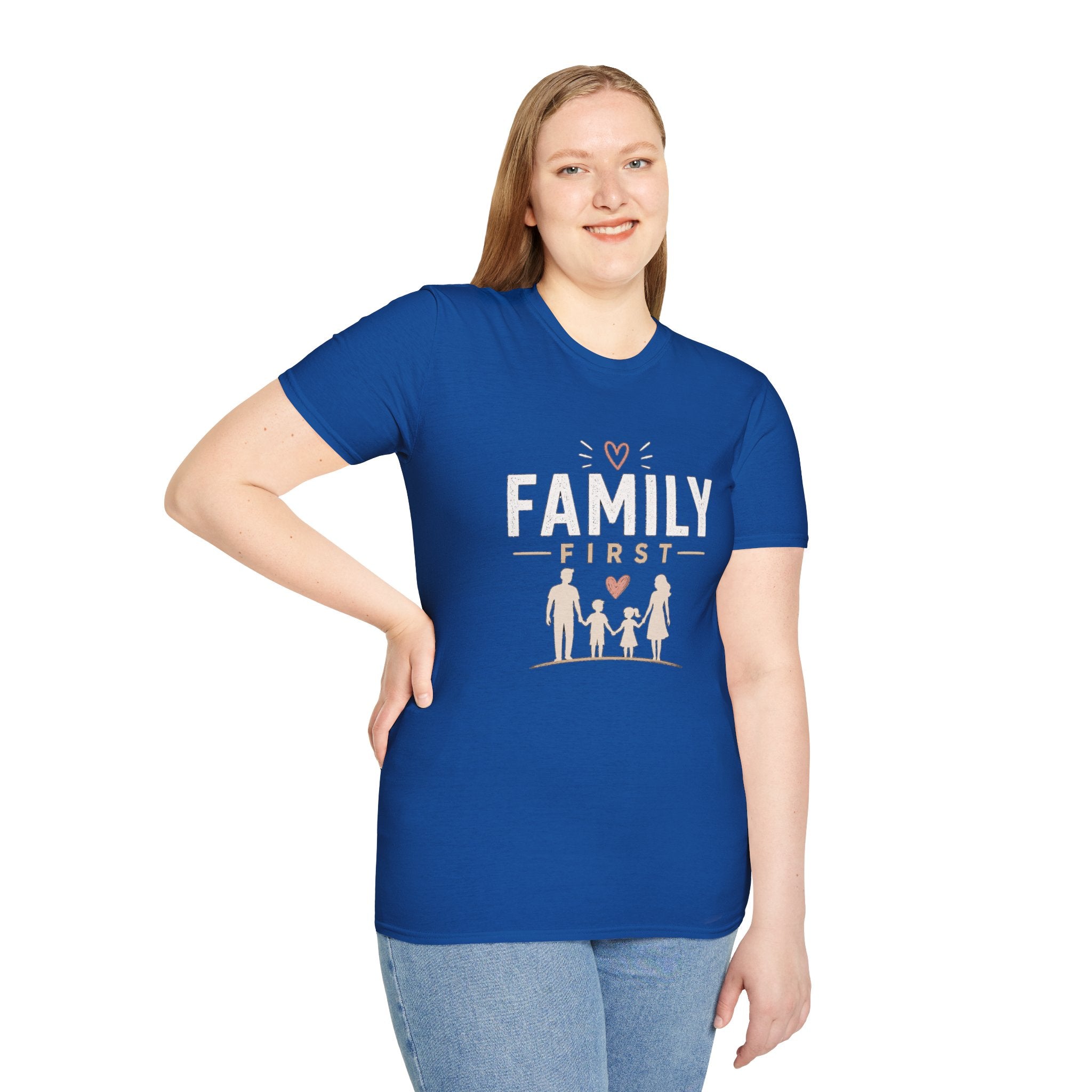 Family First T-Shirt | Matching Family Shirt | Cute Family Graphic Tee | Gift for Mom Dad Kids | Minimalist Family Shirt