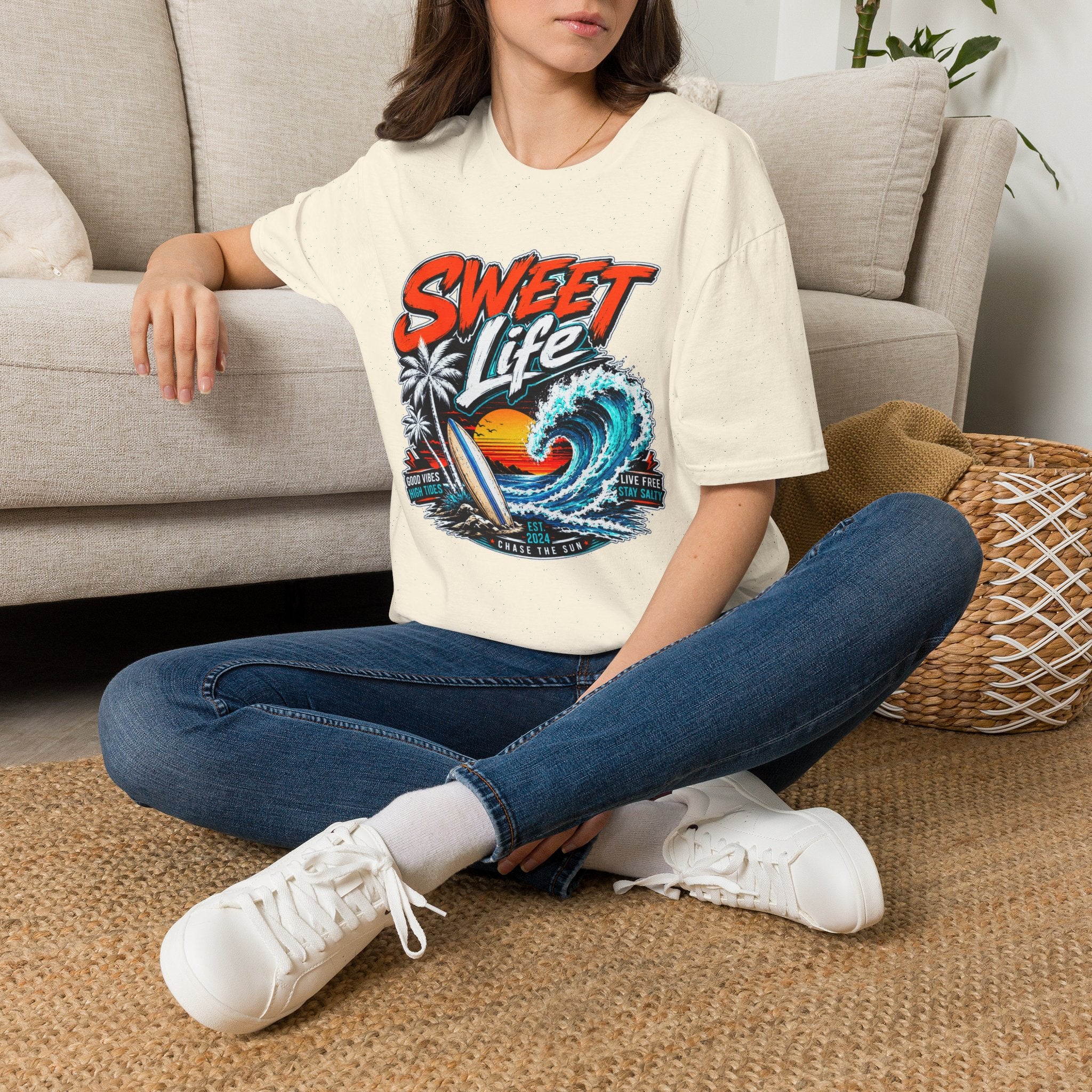 Vintage Beach T-Shirt, Sweet Life Surf Tee, Coastal Summer Graphic Shirt